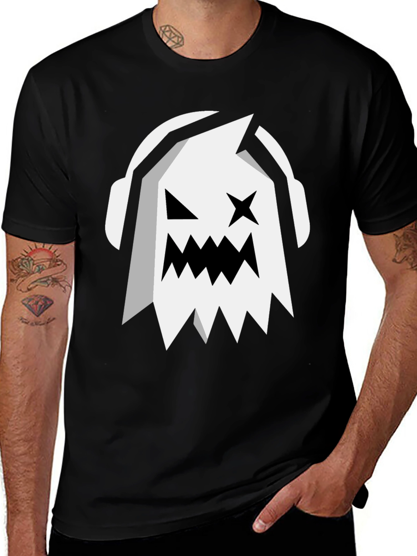 Variant 7 of Ghost DJ Black T-Shirt - Cool Graphic Tee for Music Lovers
