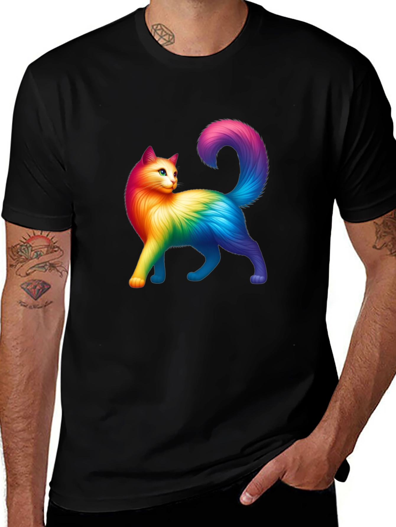Variant 18 of Rainbow Cat T-Shirt - Soft Cotton Blend