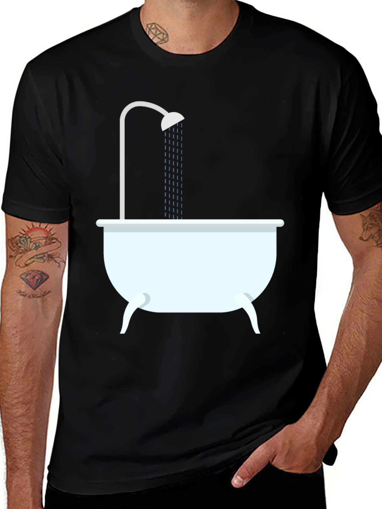 Variant 17 of Shower Time Graphic Tee - Black Cotton T-Shirt