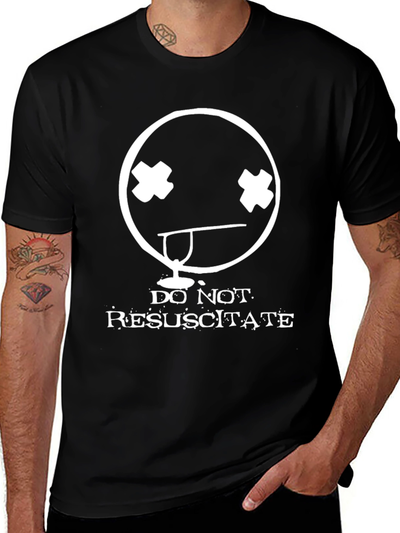 Variant 2 of Do Not Resuscitate Graphic Tee - Black Cotton T-Shirt