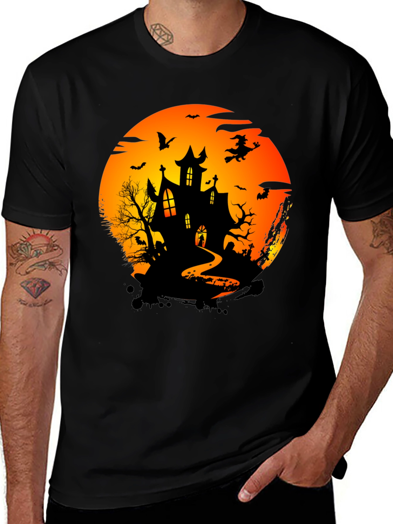 Halloween Haunted House Graphic Tee