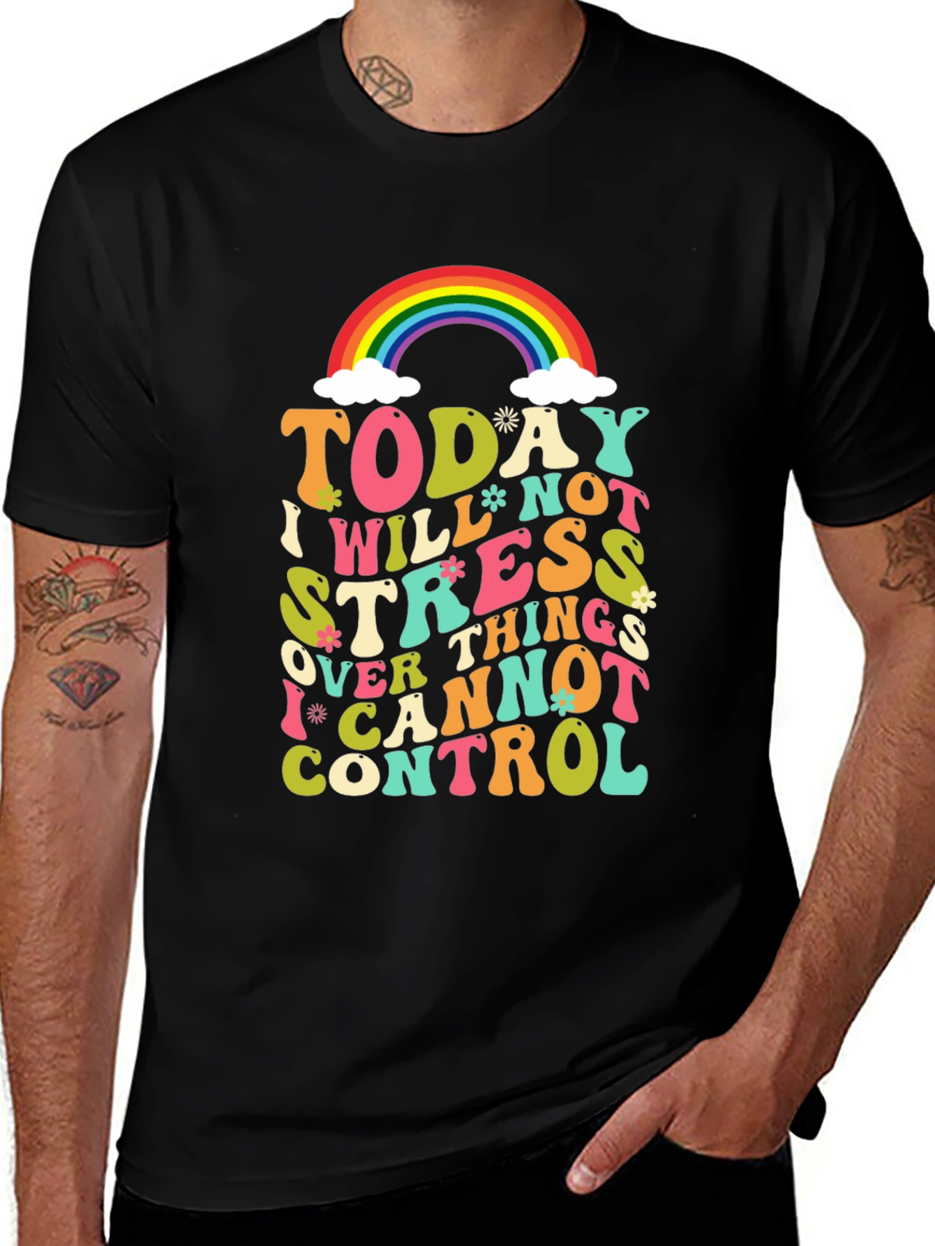 Variant 14 of Rainbow Graphic T-Shirt: No Stress, Control