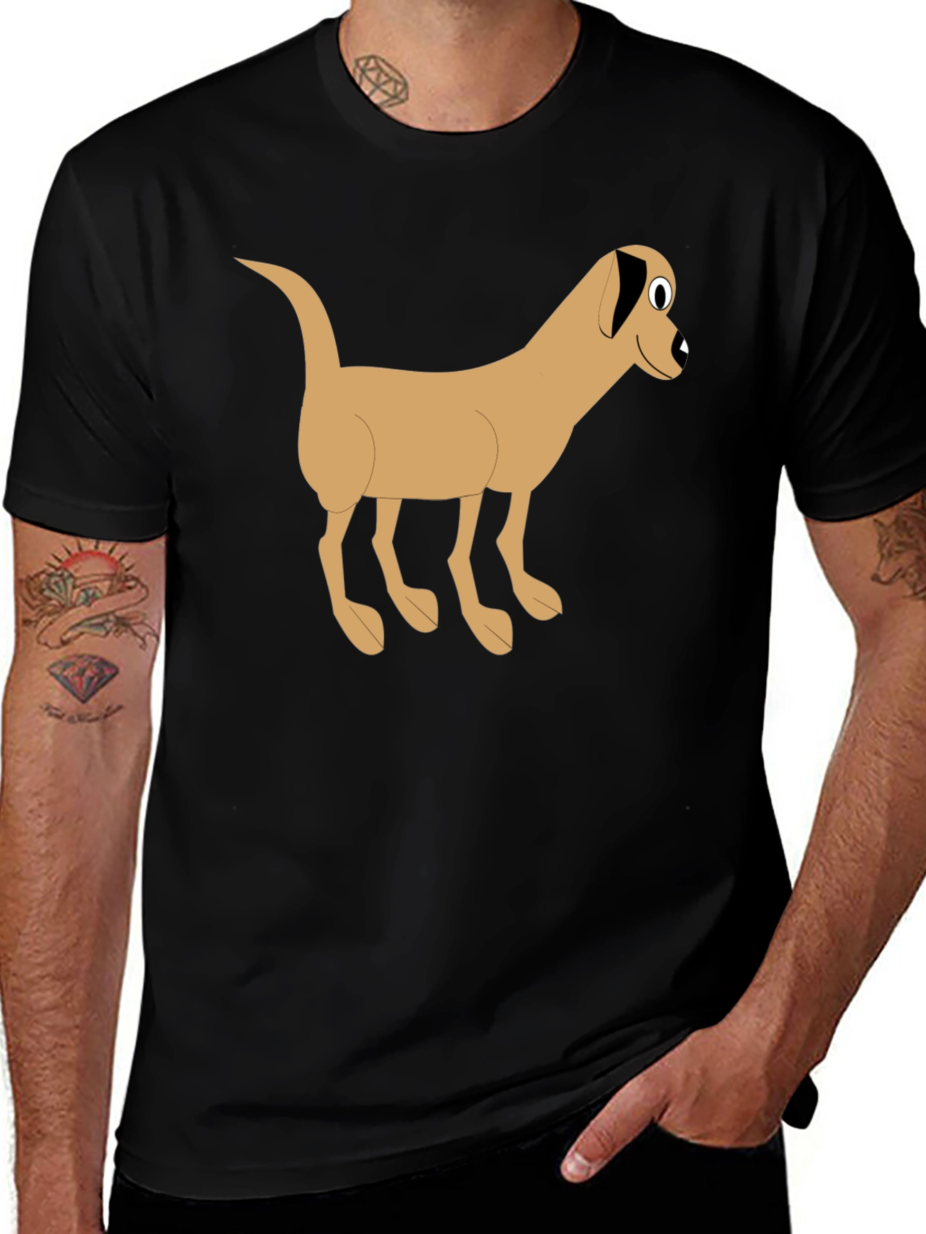 Variant 13 of Cartoon Dog Graphic Black T-Shirt