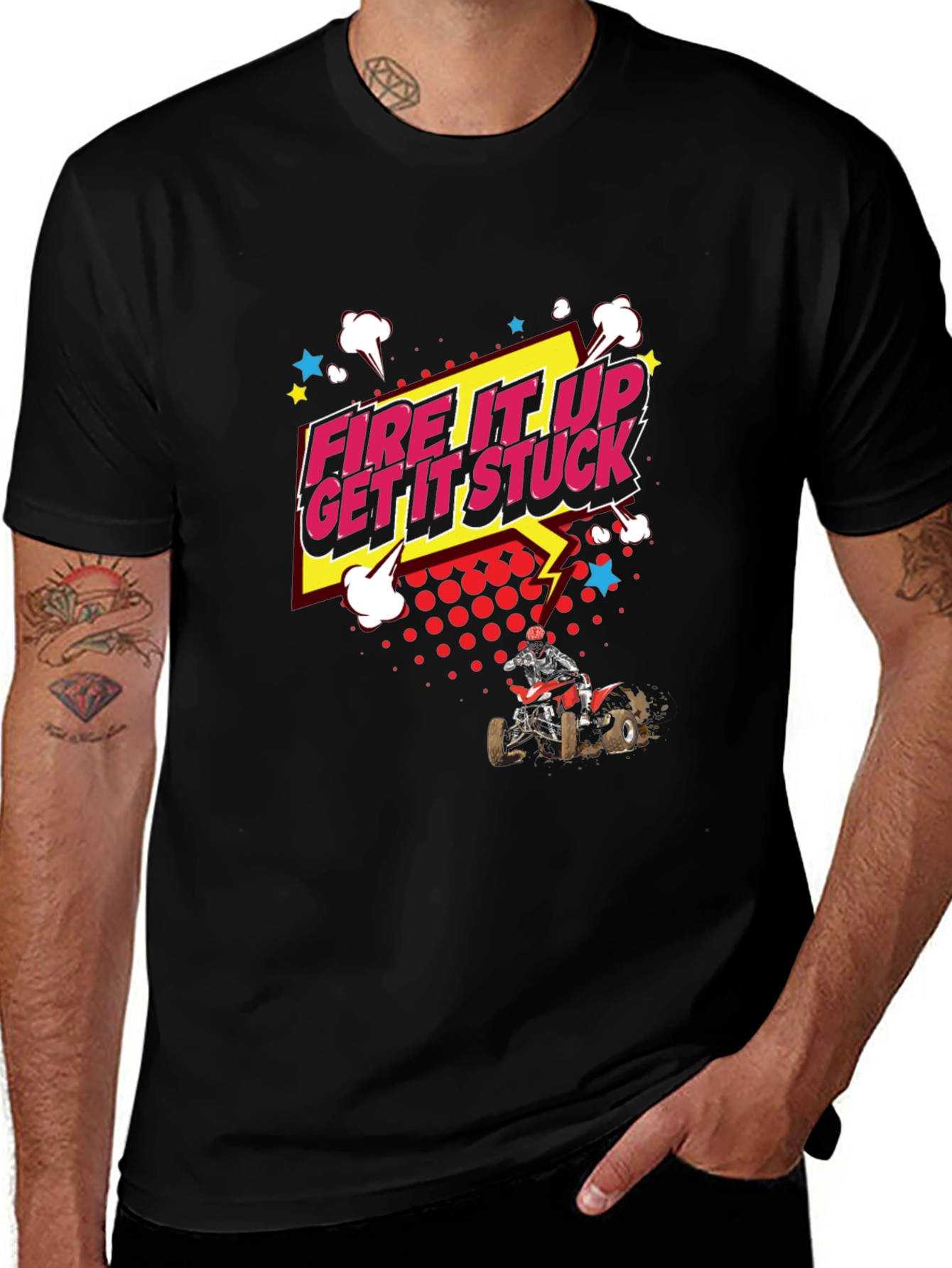 Fire It Up ATV T-Shirt - Black Graphic Tee