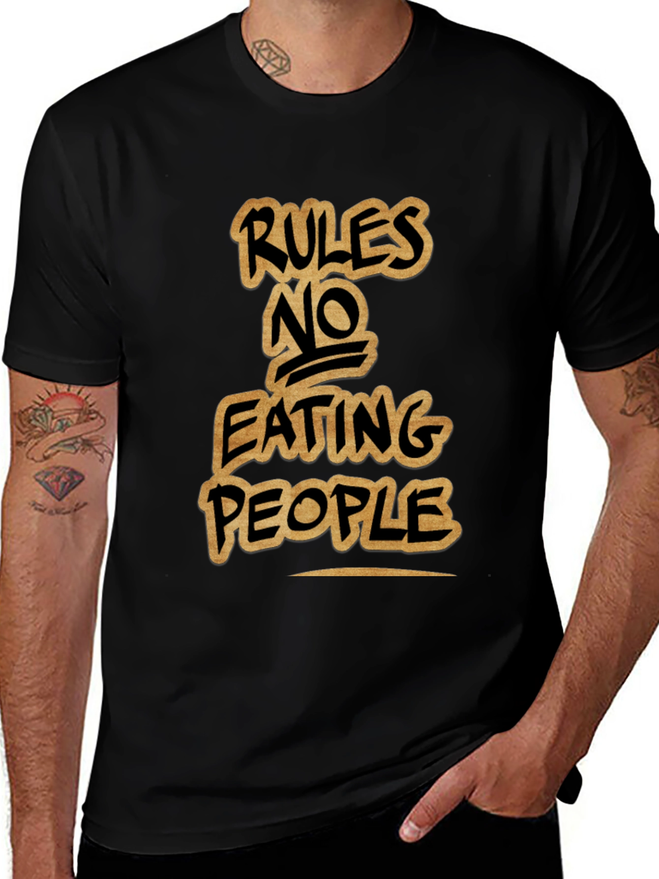 Variant 11 of Rules No Eating People Black Graphic Tee