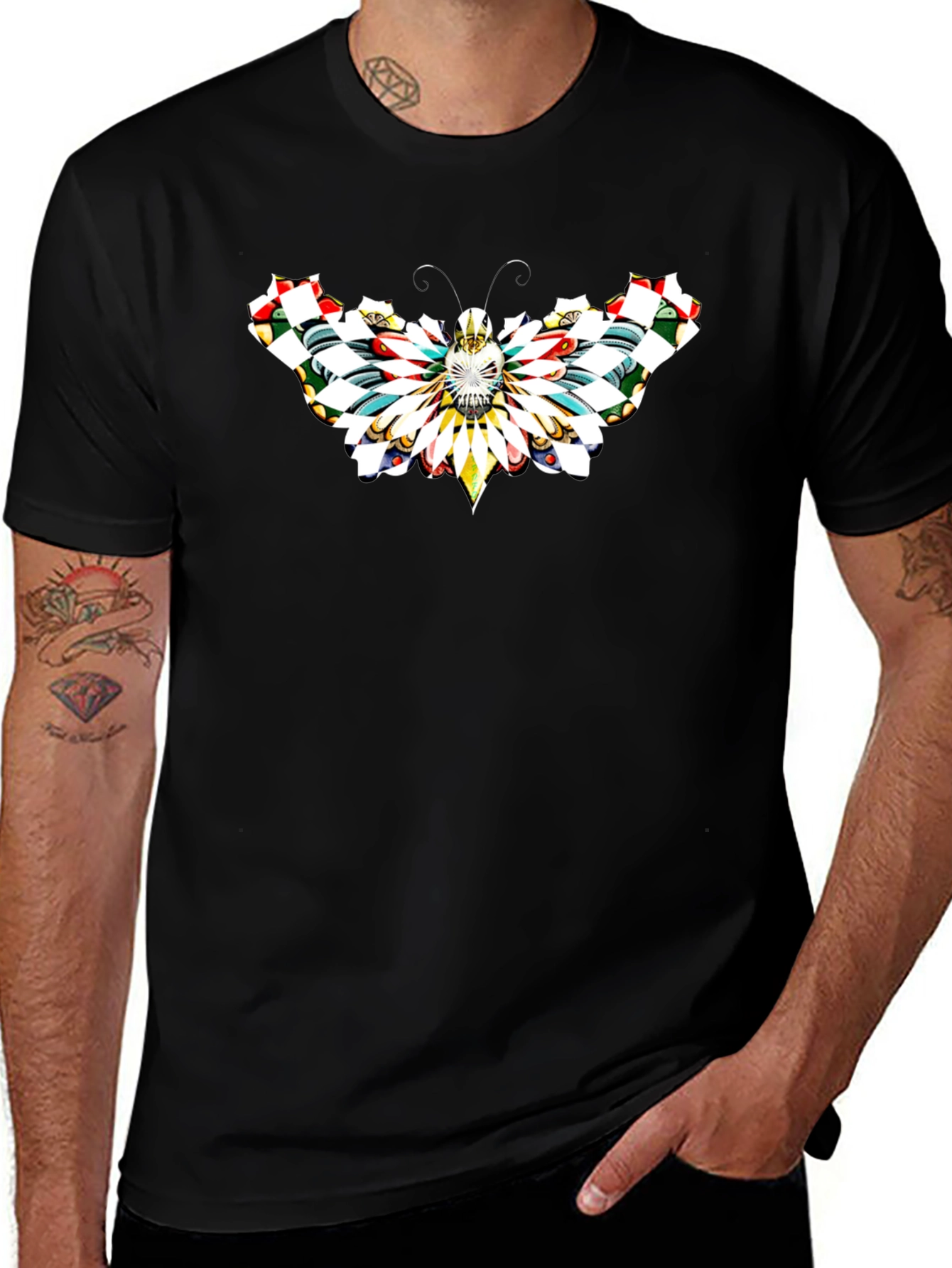 Variant 7 of Butterfly Graphic Tee - Black Cotton T-Shirt