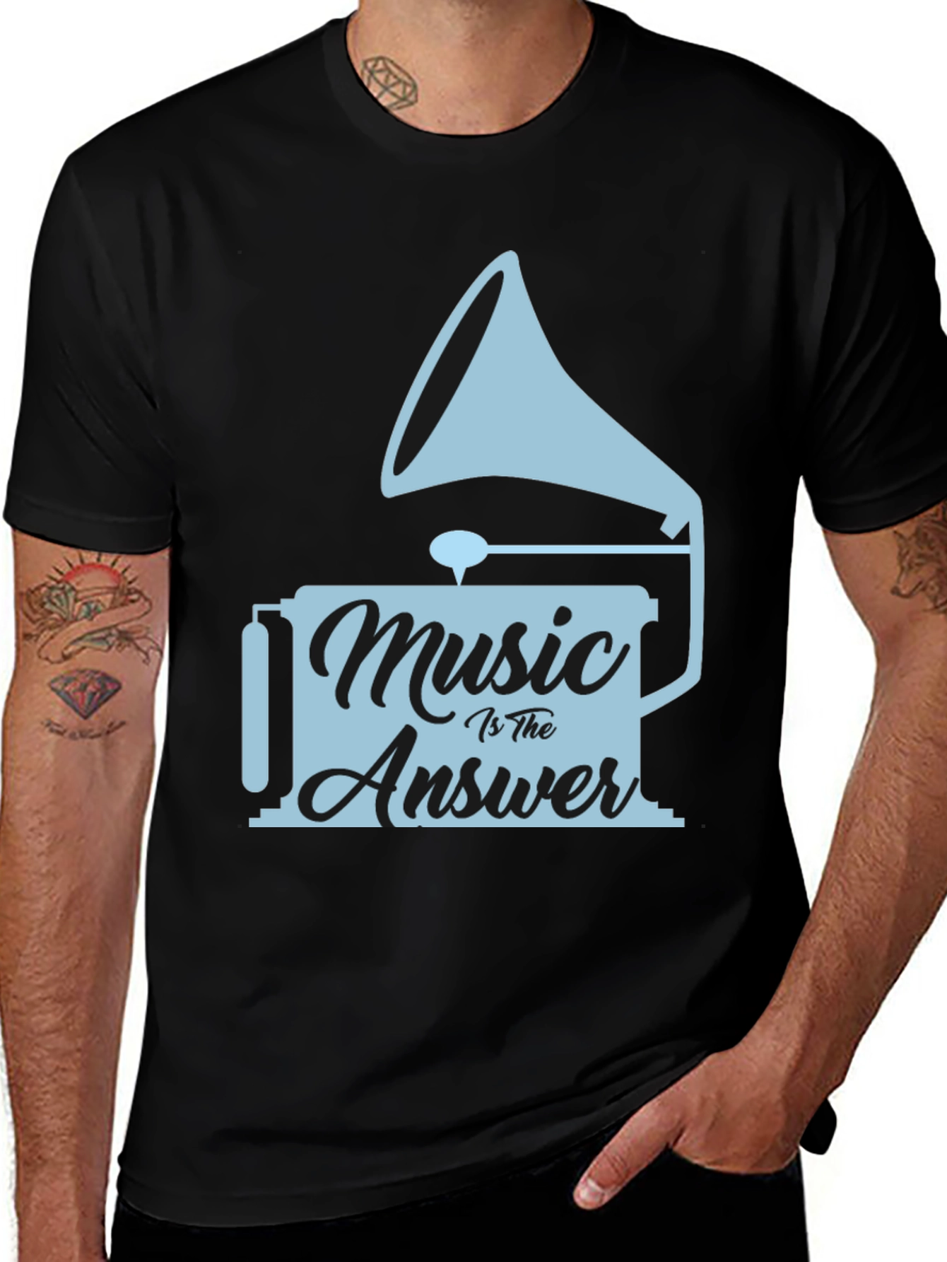 Variant 25 of Music Is The Answer Men's Black Graphic Tee
