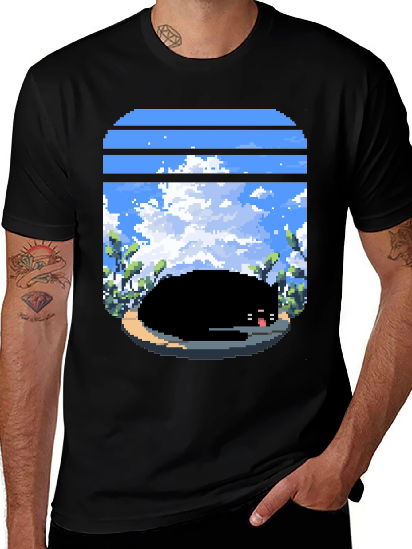 Variant 27 of Pixel Cat Window View Graphic Tee