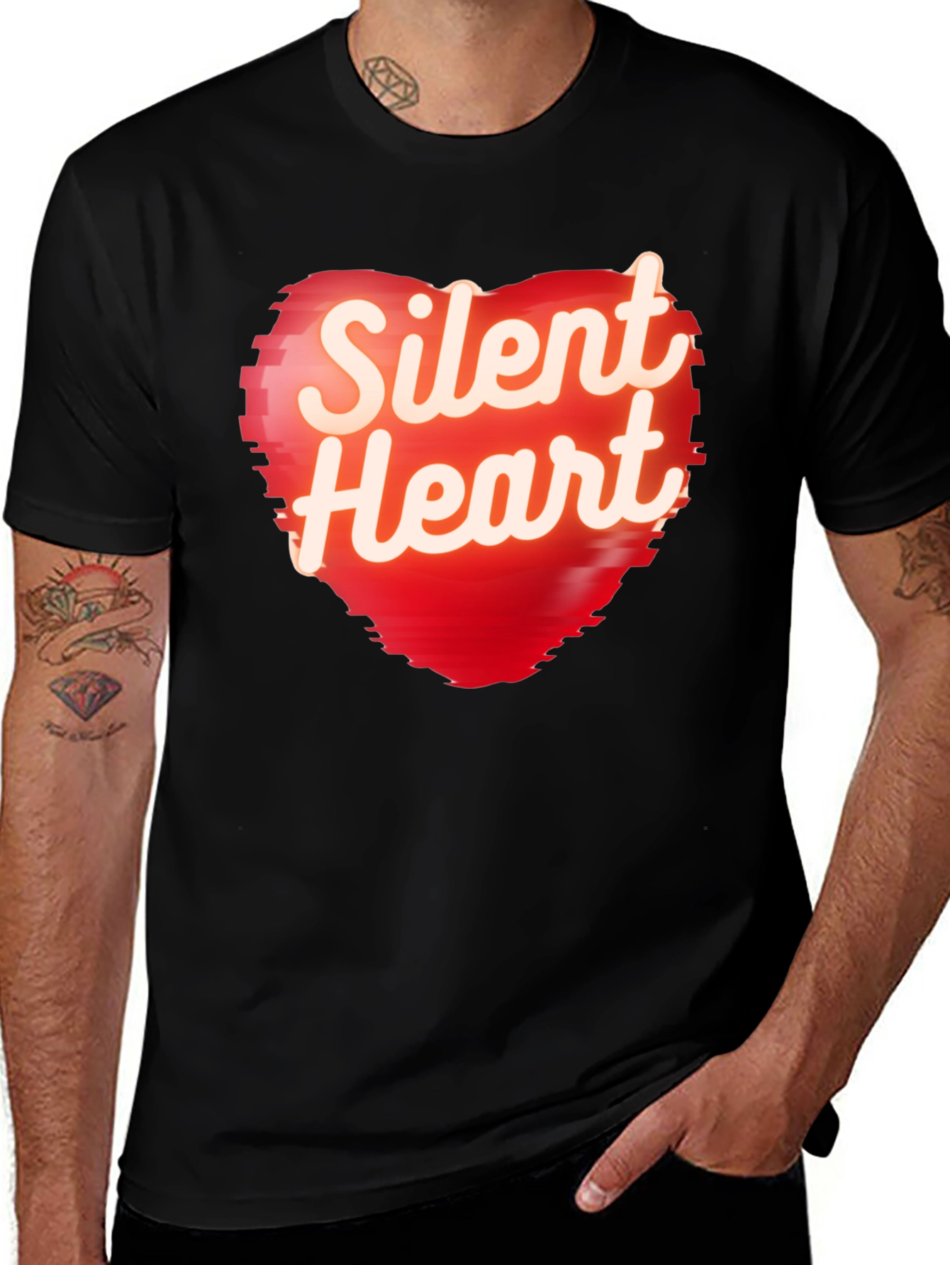 Variant 8 of Silent Heart Graphic T-Shirt - Men's Black Tee