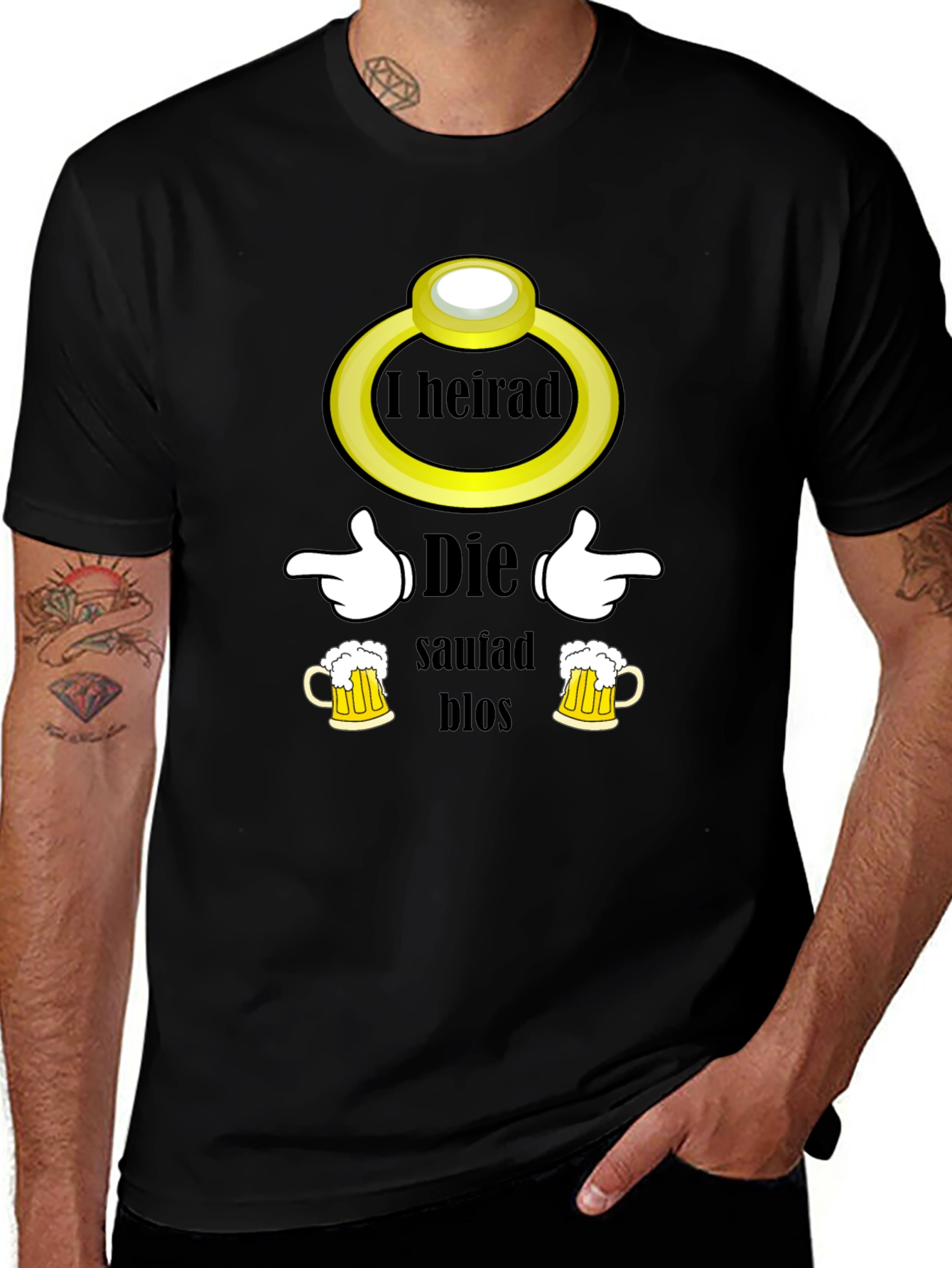 Variant 12 of Funny German Drinking Tee - I Heirat Die Sauiad Blos