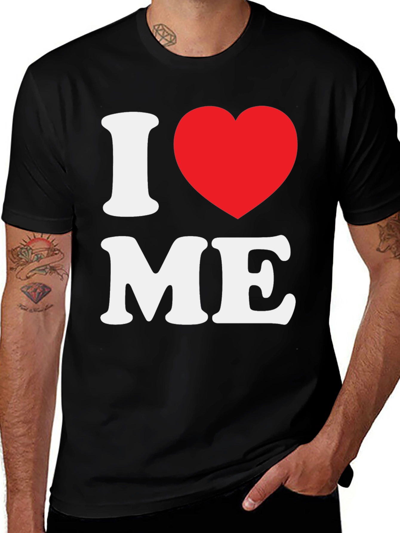Variant 4 of I Love Me Graphic Tee - Black Cotton Blend T-Shirt
