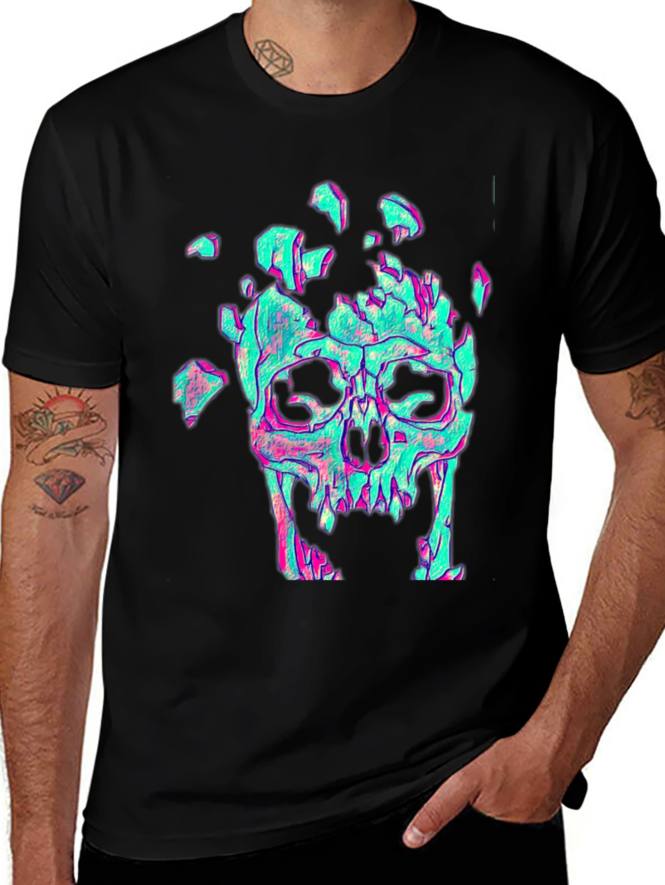 Variant 22 of Skull Graphic Tee - Men's Black T-Shirt