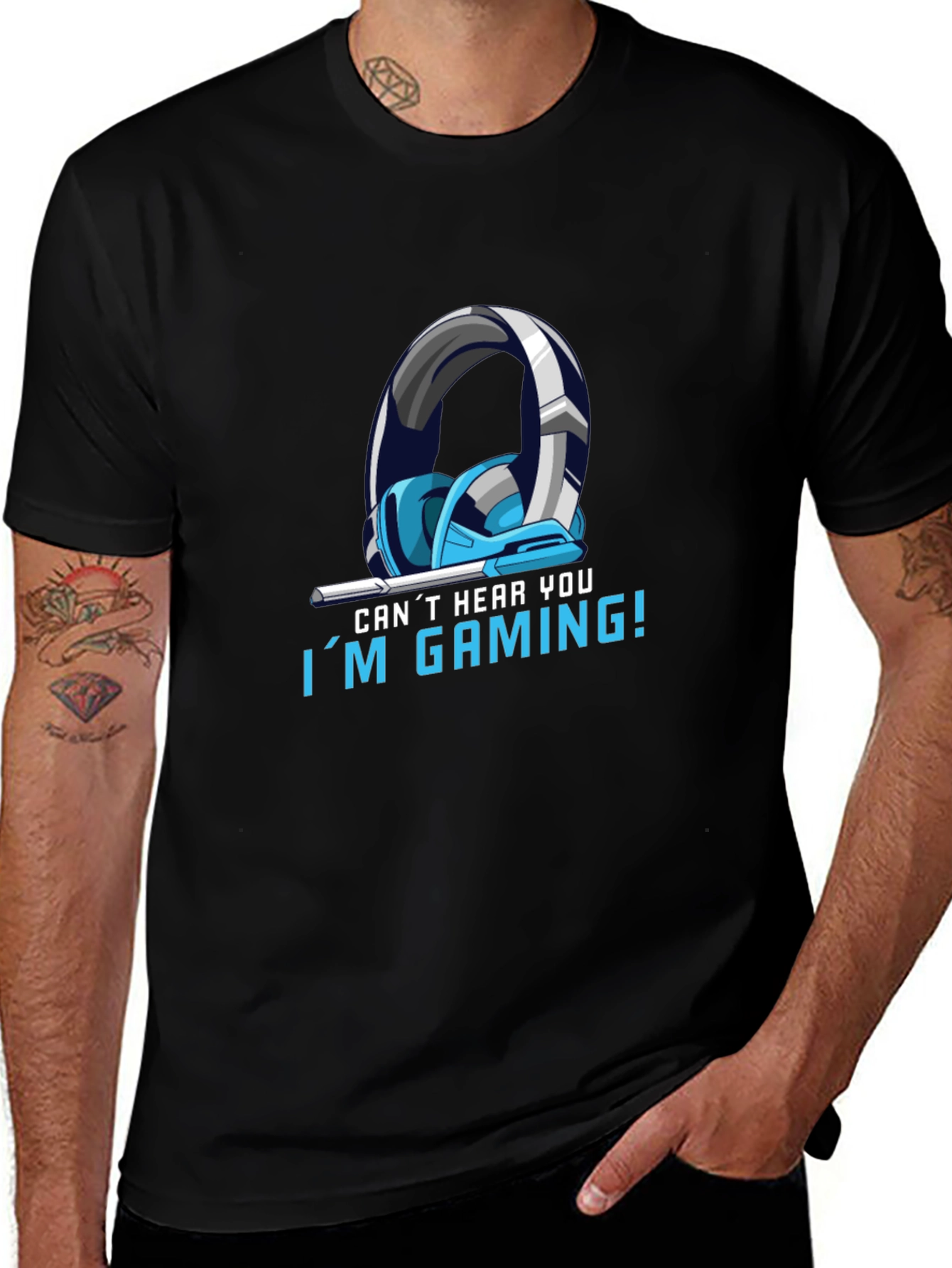 Variant 14 of Gamer Headset T-Shirt - Can't Hear You I'm Gaming