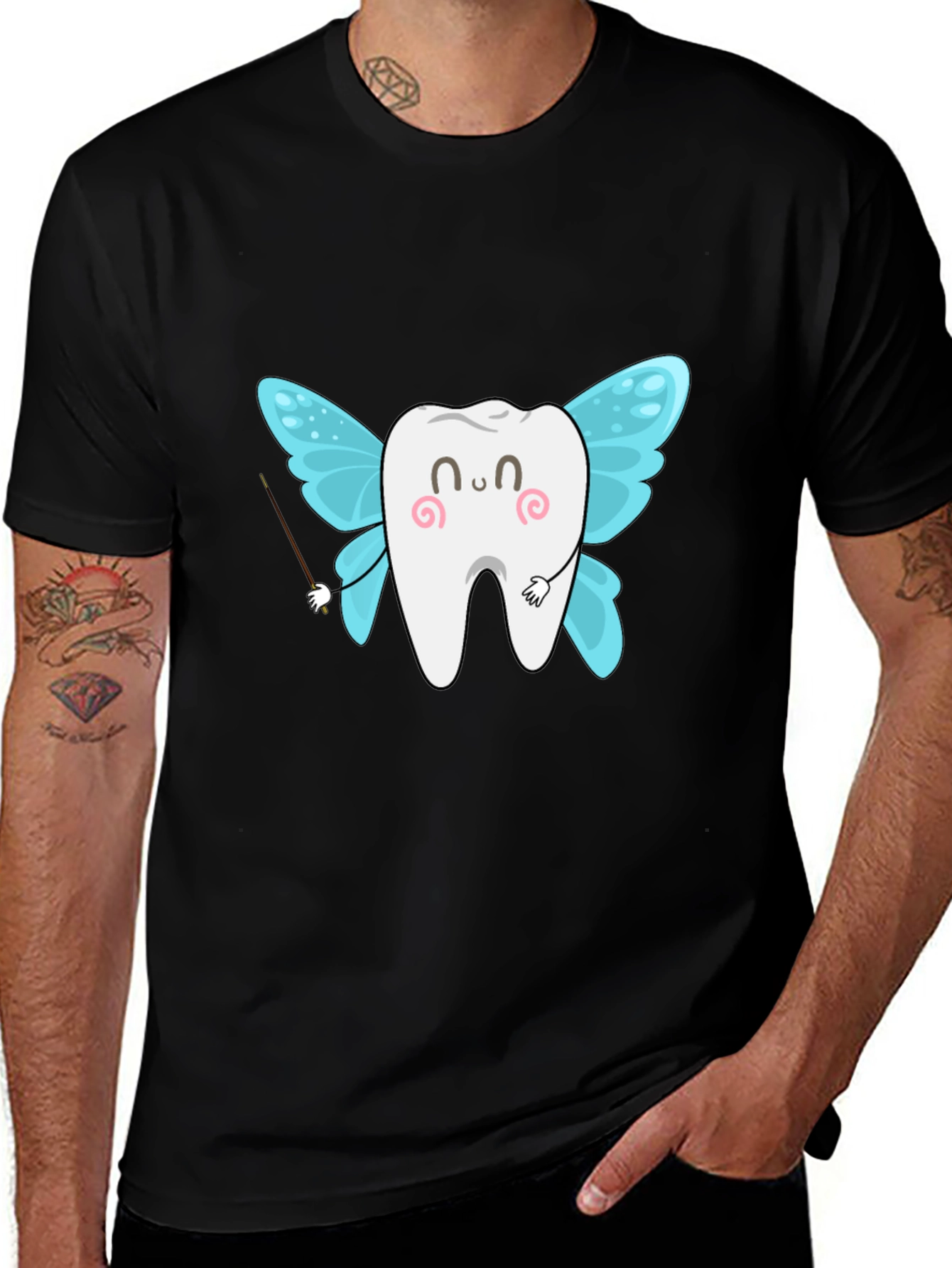 Variant 22 of Tooth Fairy Graphic T-Shirt - Black Cotton Tee