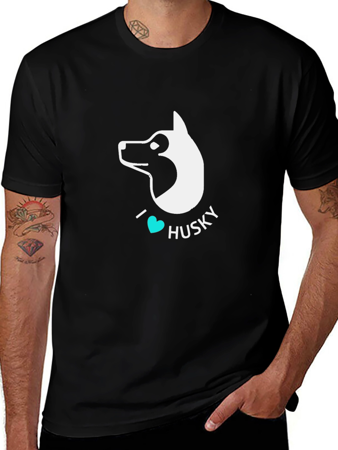 Variant 6 of I Heart Husky Black T-Shirt
