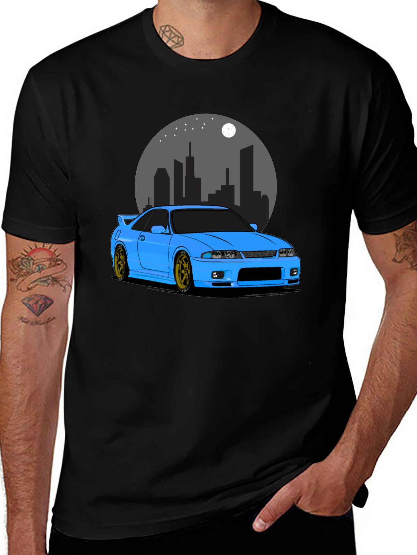 Variant 5 of Skyline Car Graphic T-Shirt - Midnight Ride Tee