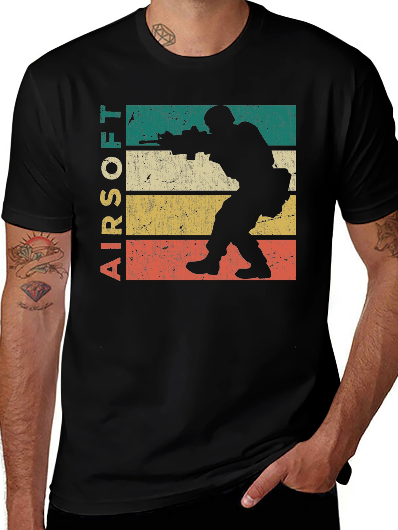 Variant 26 of Airsoft Retro Graphic Tee - Comfortable Black Cotton Shirt