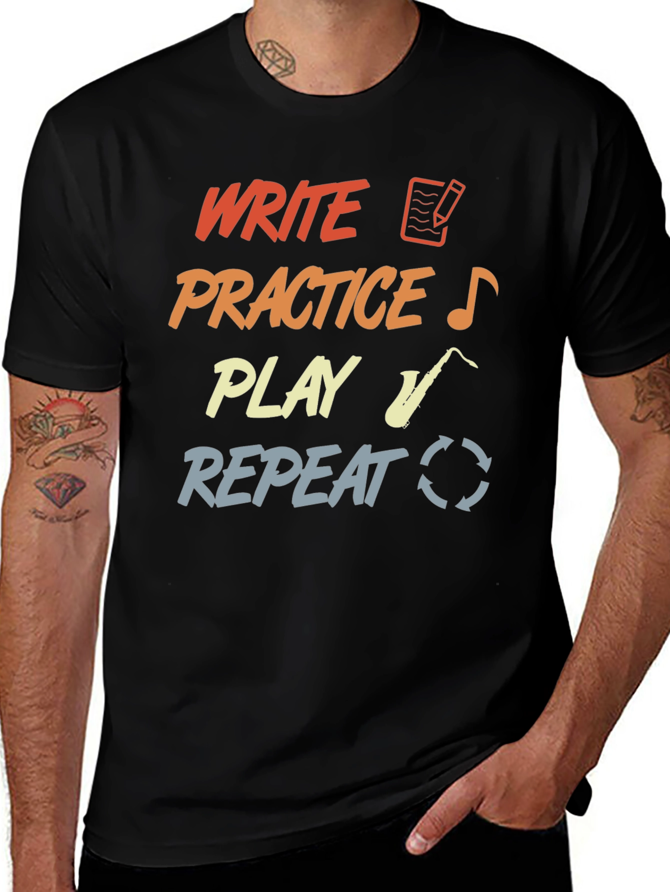 Variant 14 of Write Practice Play Repeat T-Shirt