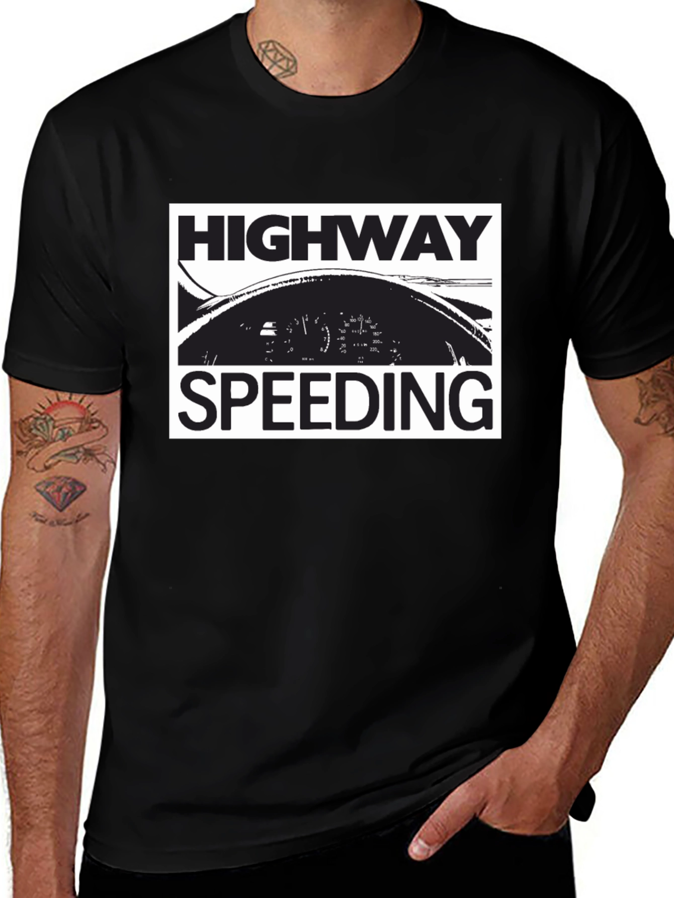 Variant 21 of Highway Speeding Graphic T-Shirt - Black