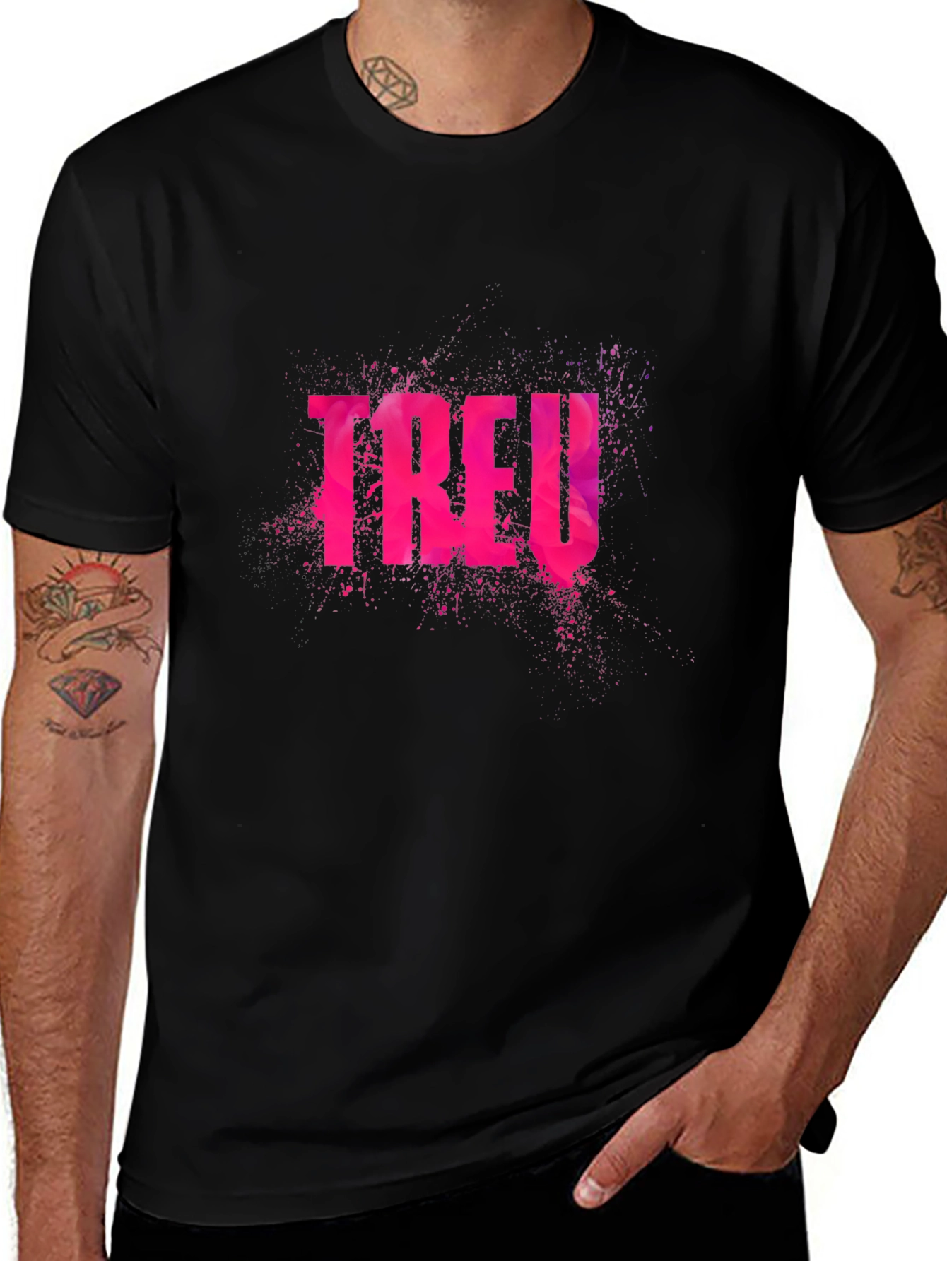 Variant 6 of Trendy TRED Graphic Tee - Black Cotton Casual Shirt