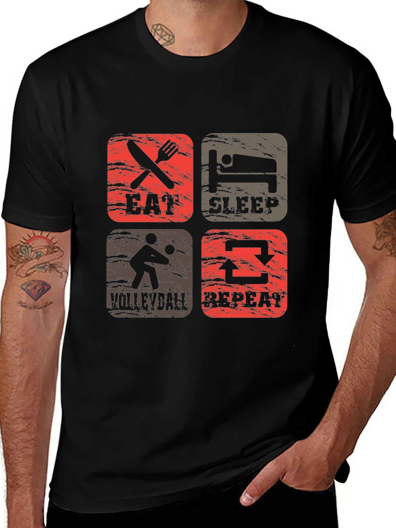 Variant 10 of Eat Sleep Volleyball Repeat Graphic Tee