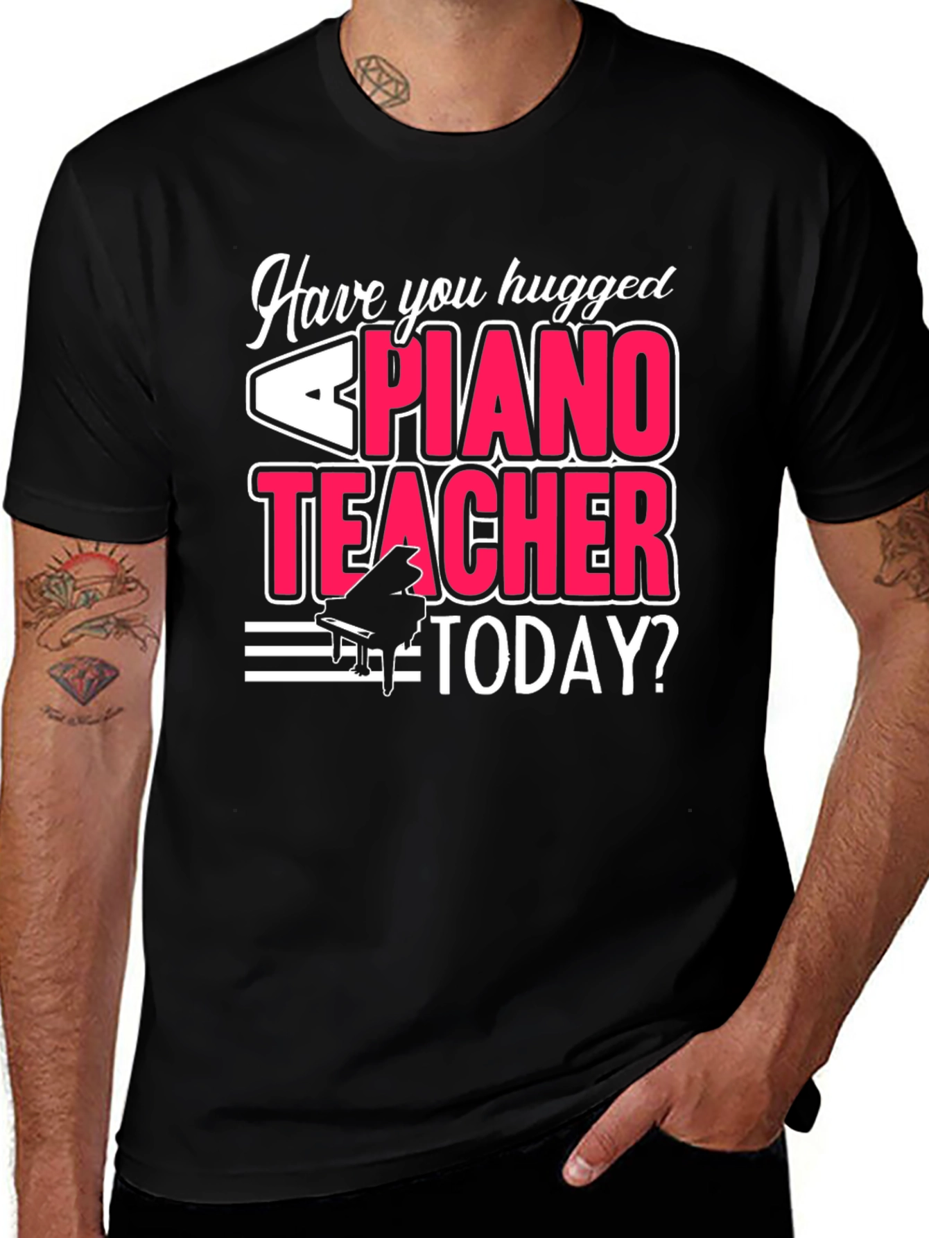 Piano Teacher Graphic Tee - Hug a Teacher T-Shirt