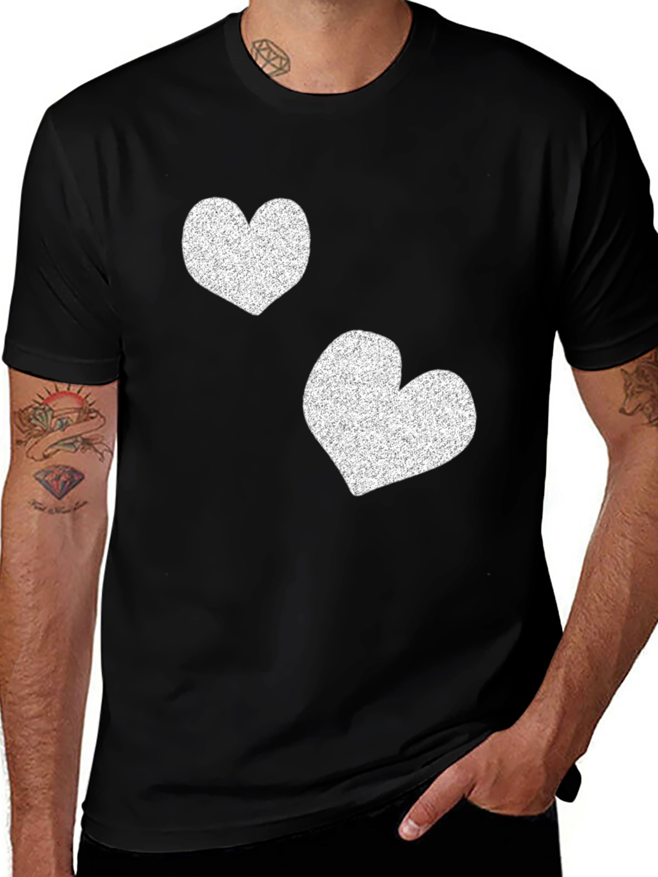 Variant 2 of Heart Print Black T-Shirt