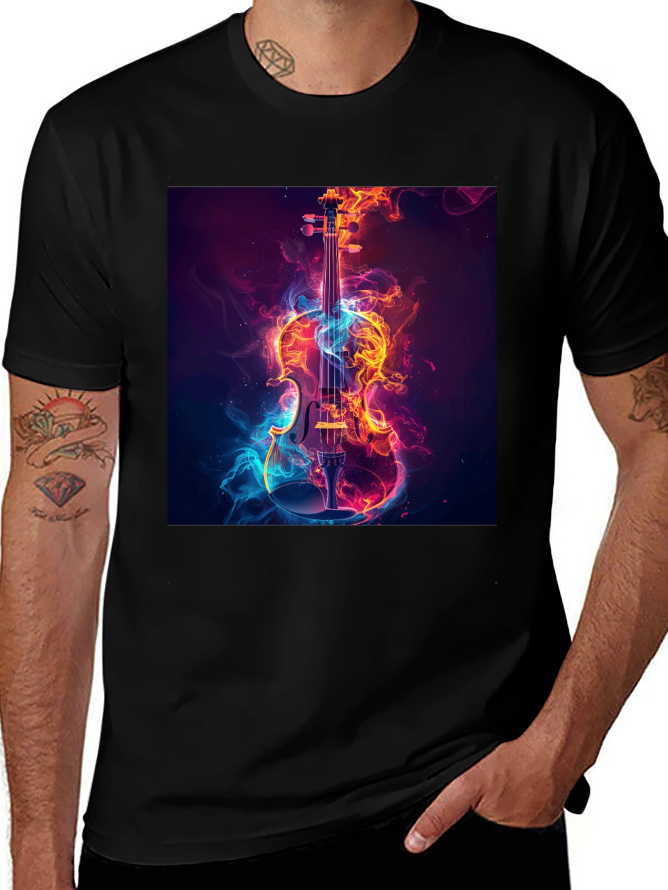 Variant 16 of Fiery Violin Graphic Tee - Unique Music Lover Shirt
