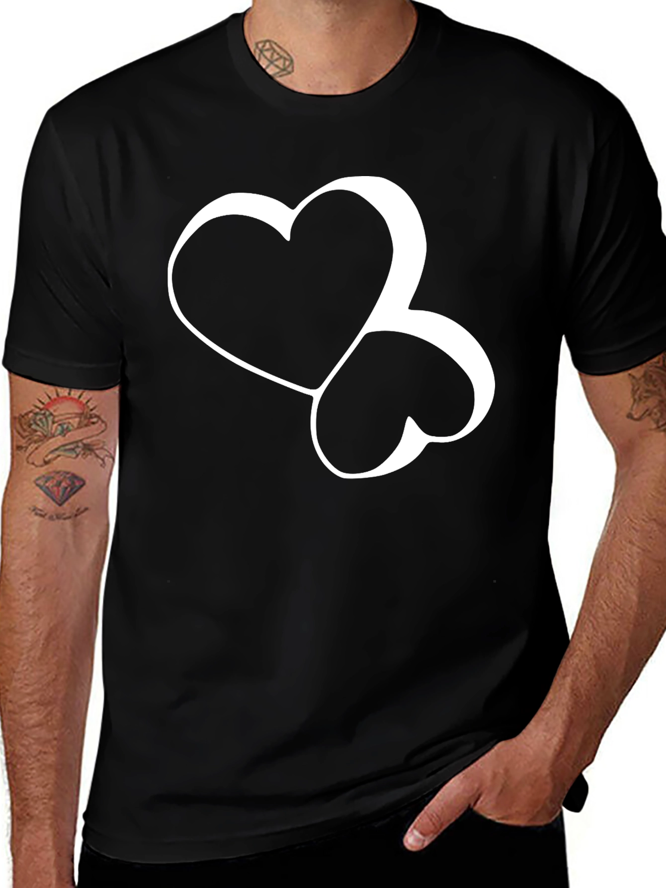 Variant 8 of Black T-Shirt with White Heart Design