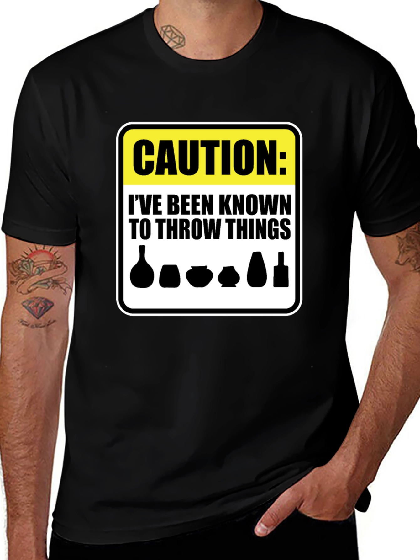 Caution Throw Things T-Shirt - Funny Pottery Gift