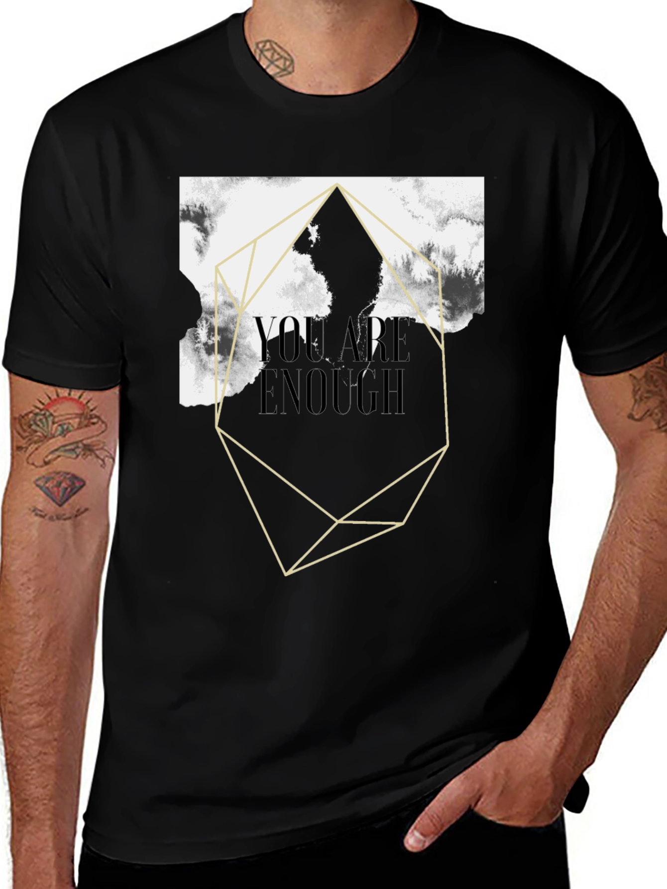 Variant 25 of Geometric 'You Are Enough' Graphic Tee - Black