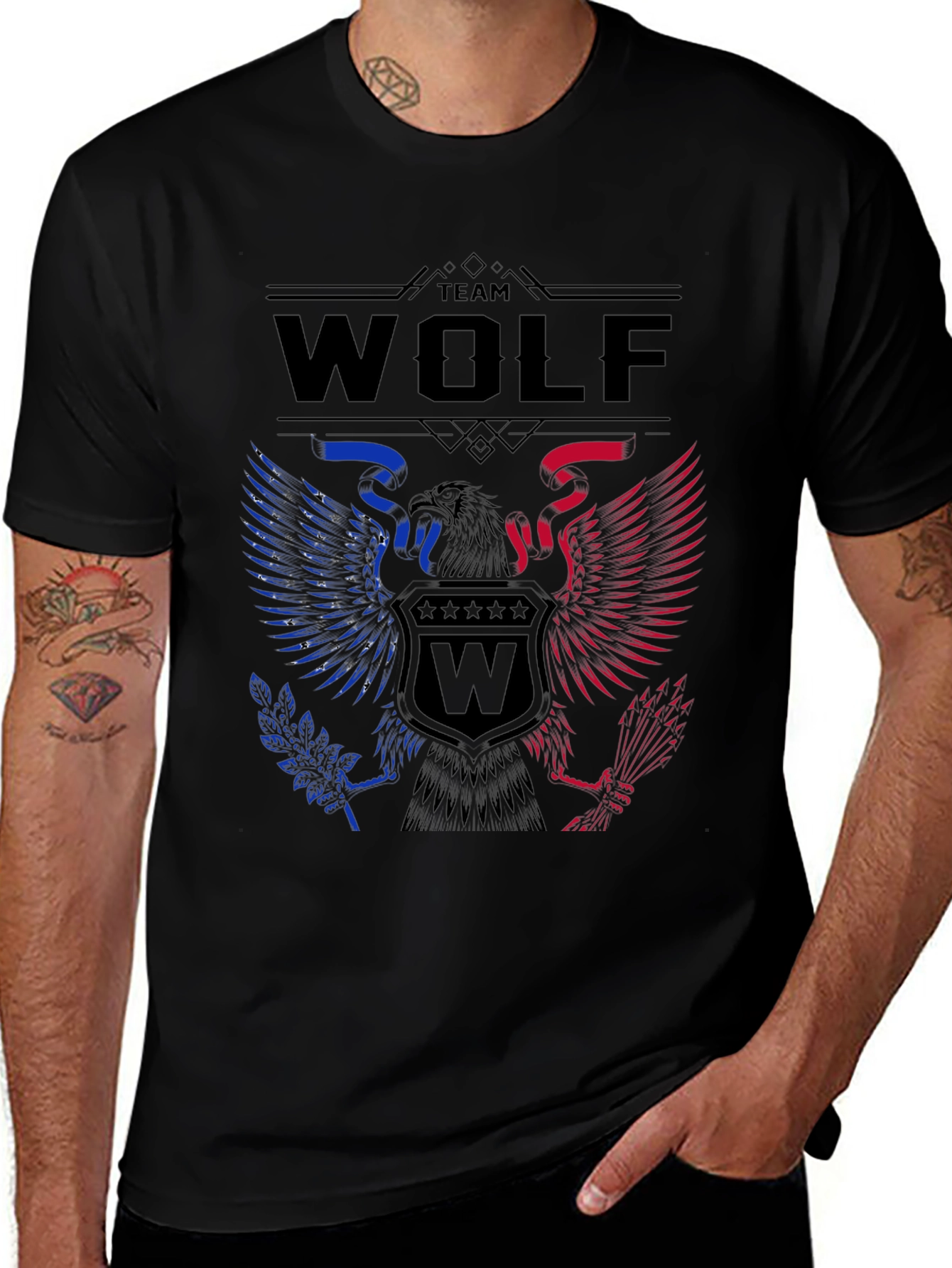 Team Wolf Eagle Graphic Print Tee