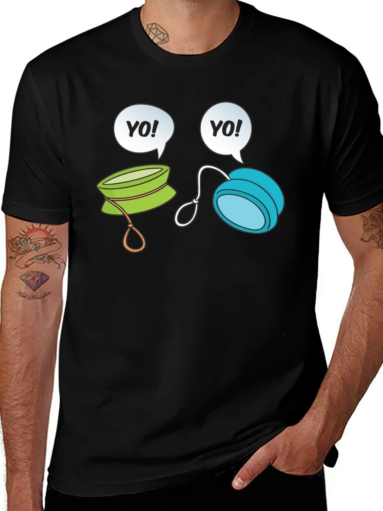 Variant 6 of Yo-Yo Cartoon Graphic Black T-Shirt