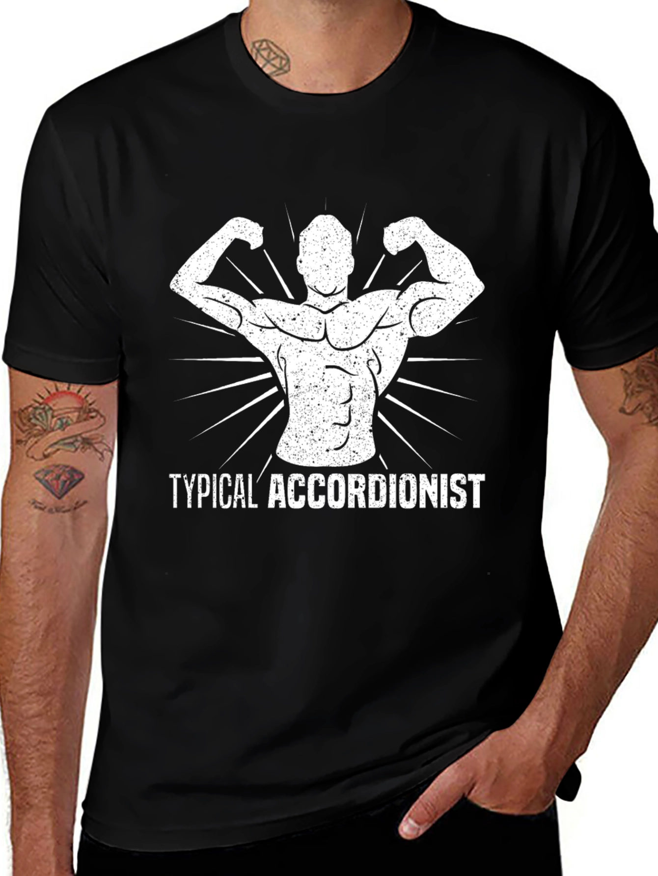 Funny Accordionist Bodybuilder Graphic Tee