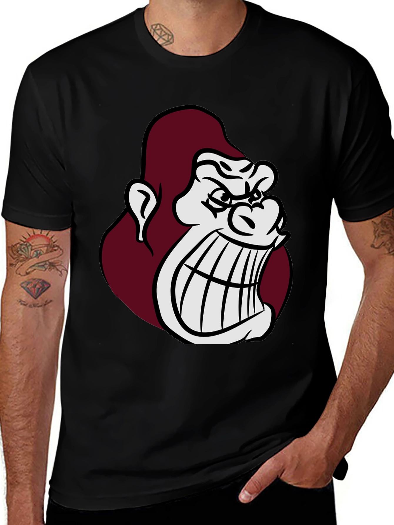 Variant 15 of Angry Gorilla Graphic Tee - Black Casual T-Shirt