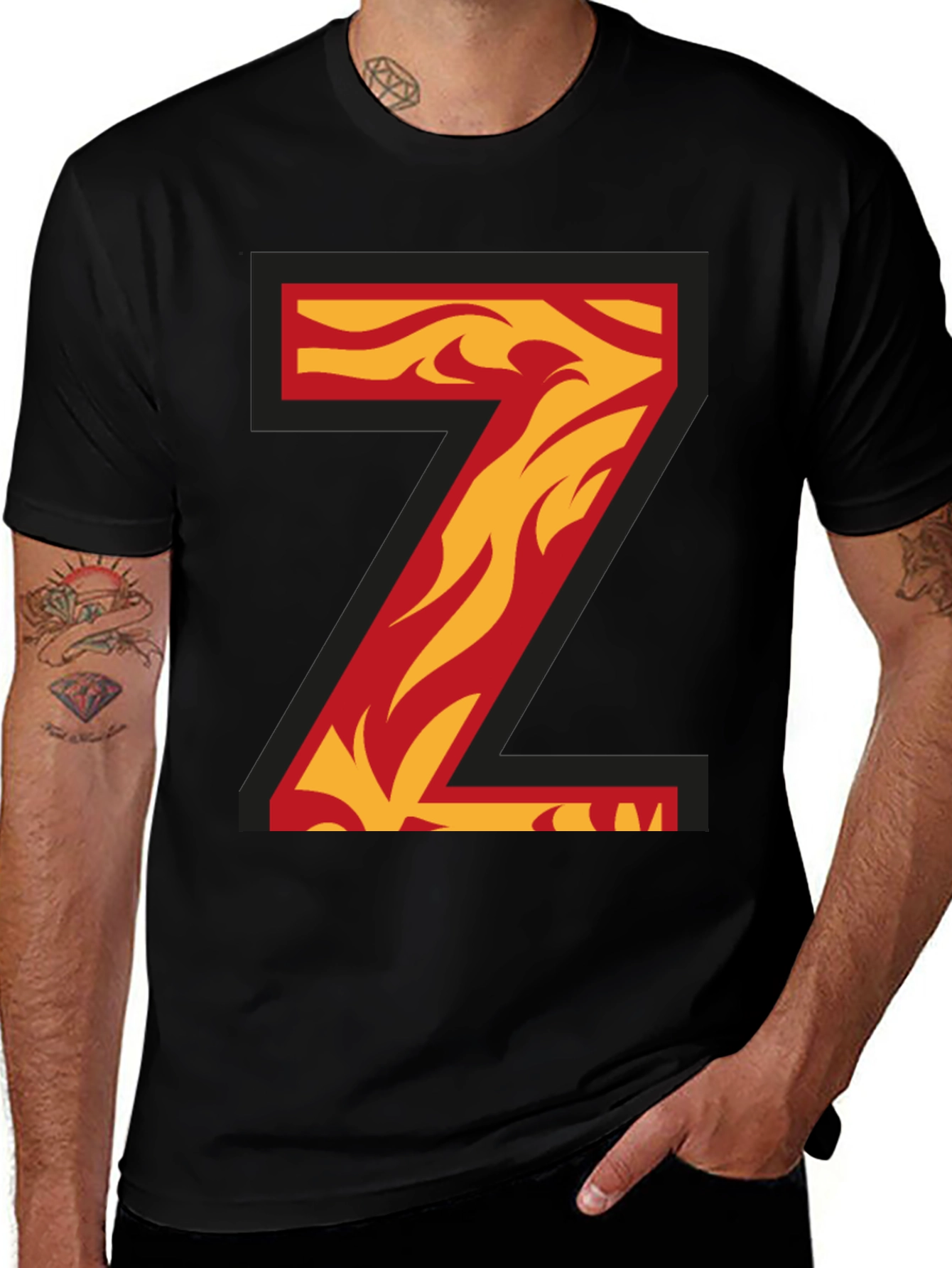 Variant 25 of Flaming Letter Z Graphic Tee - Cool Alphabet Shirt