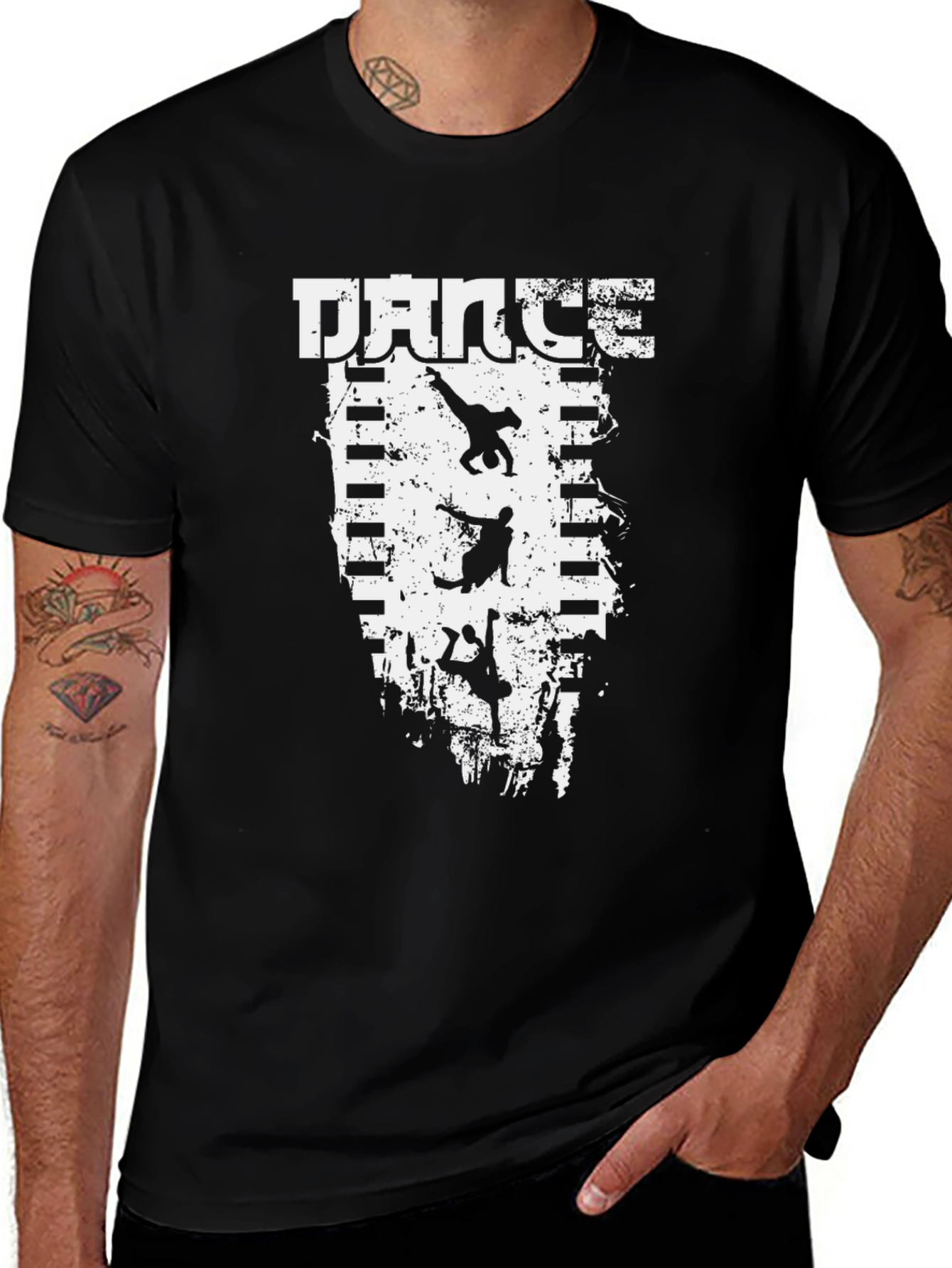 Dance Silhouette Graphic Tee - Stylish Black T-Shirt