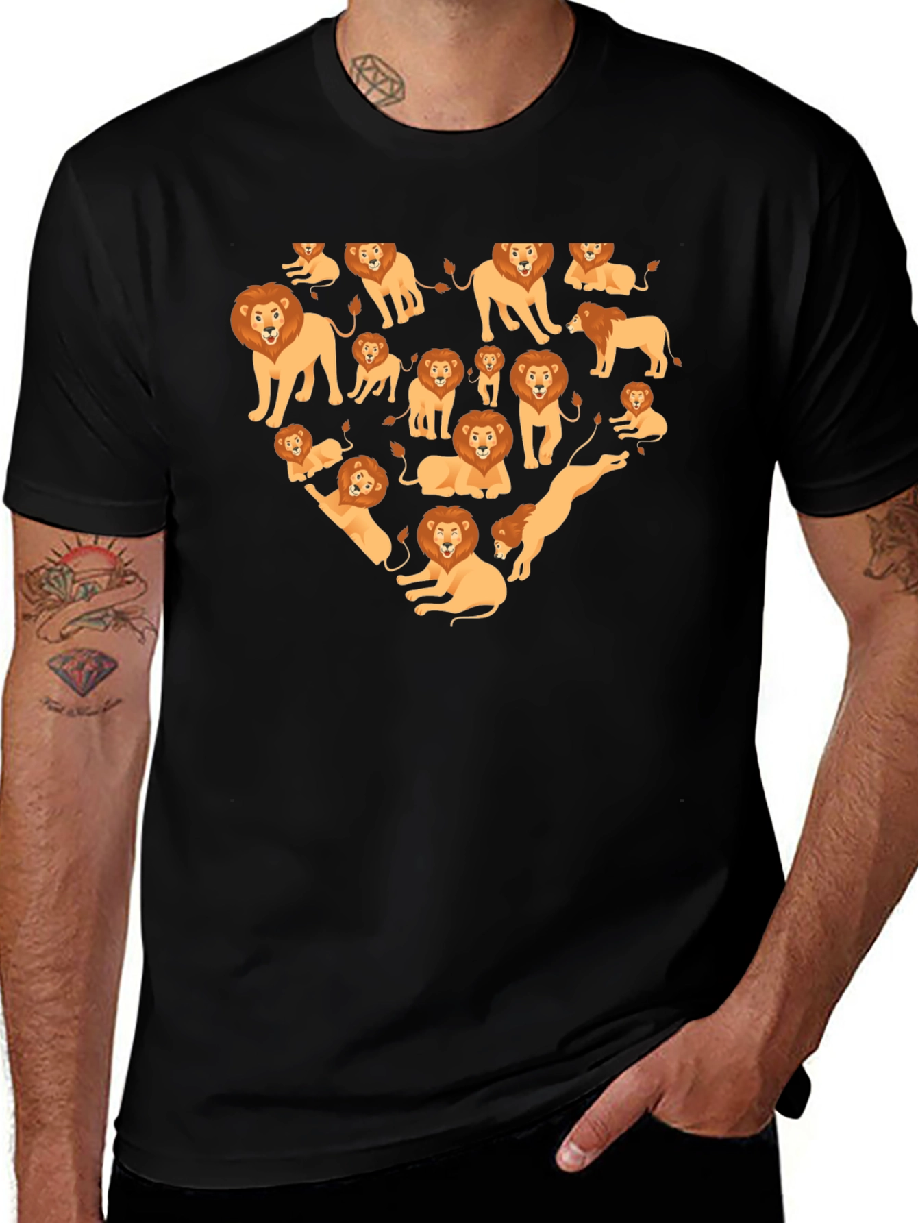 Variant 17 of Lion Heart Graphic Tee - Black