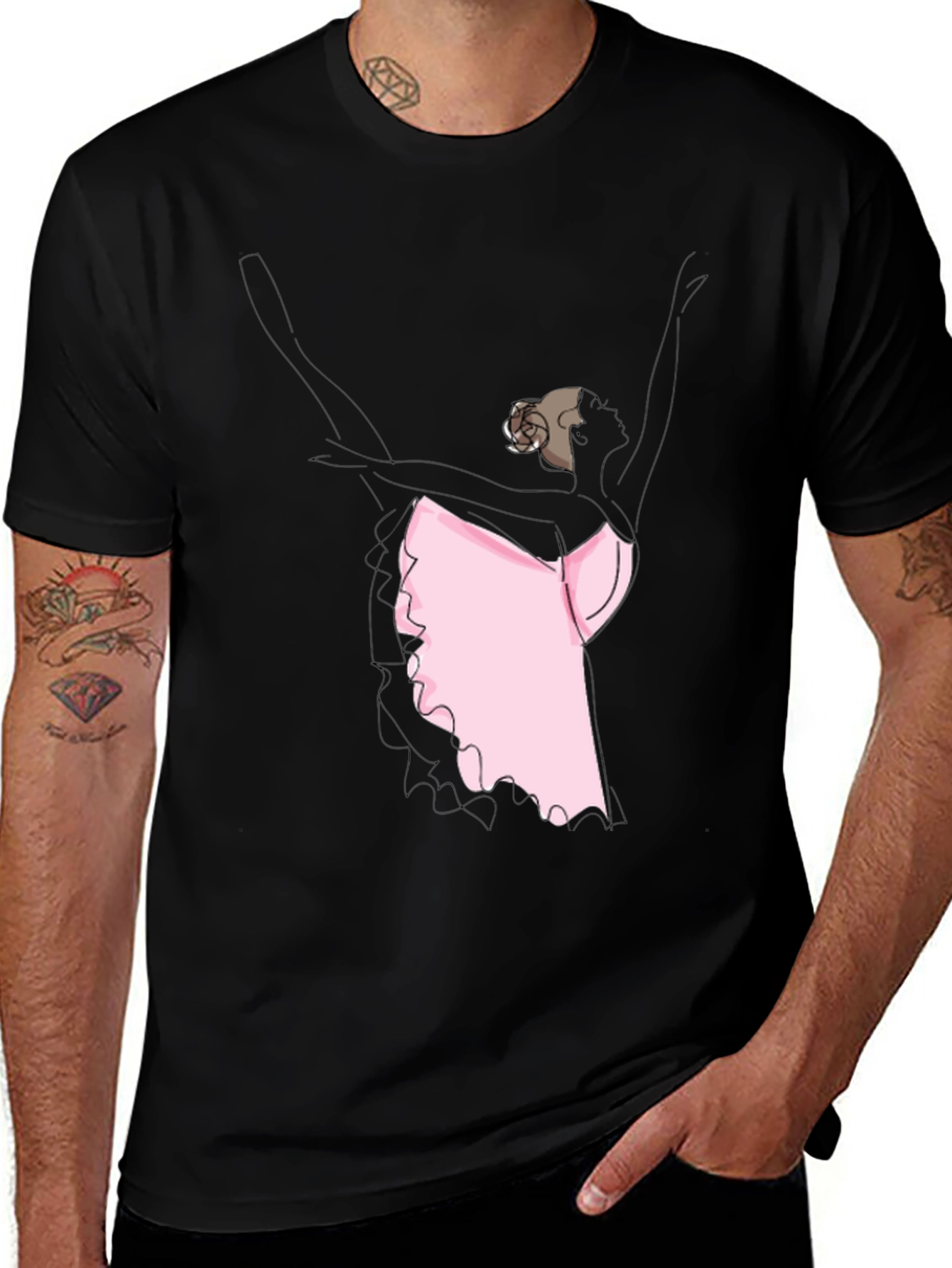 Black Ballerina Graphic Tee - Black Casual T-Shirt main image