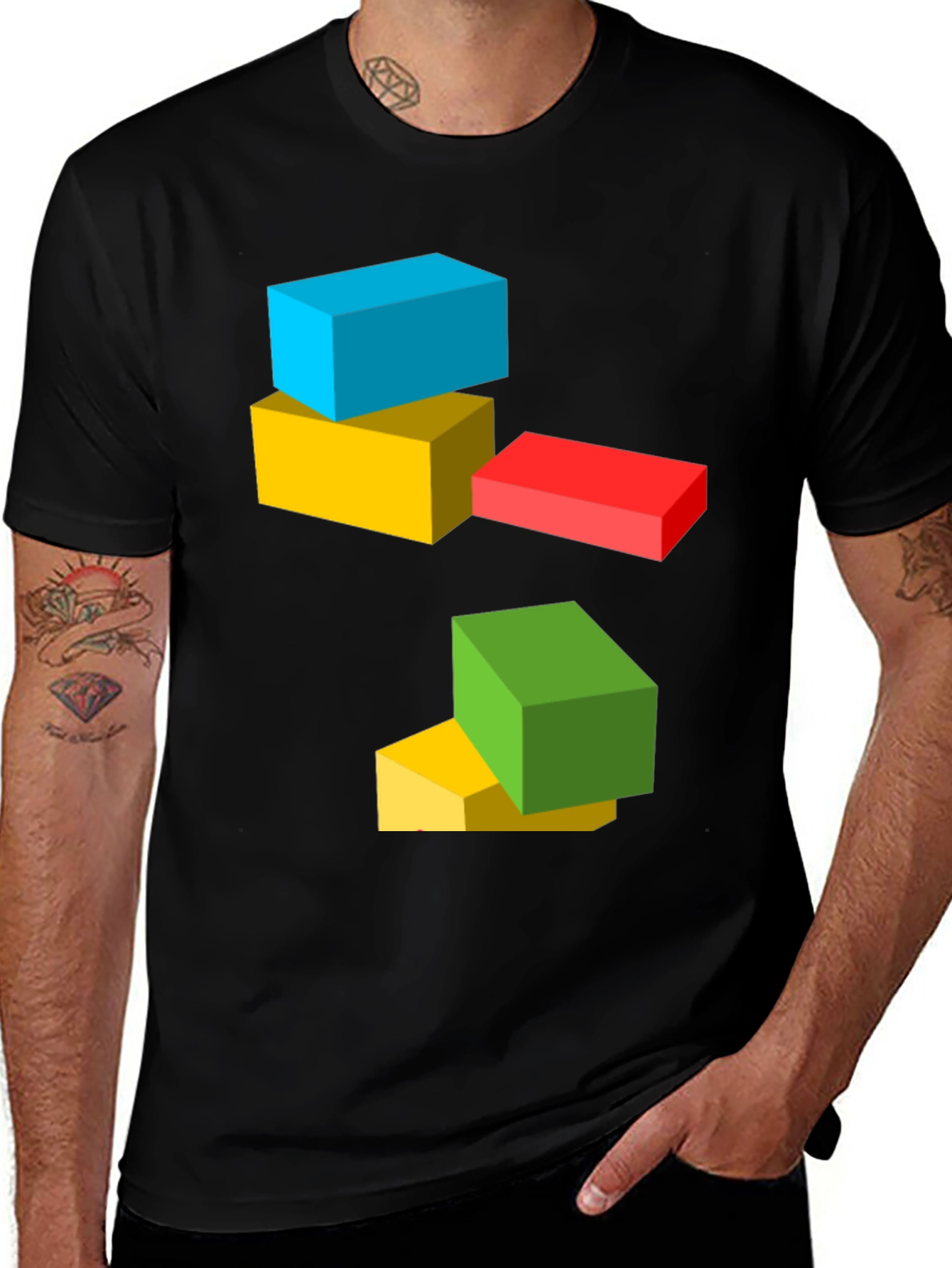Variant 18 of Colorful Blocks Graphic Tee - Casual Style