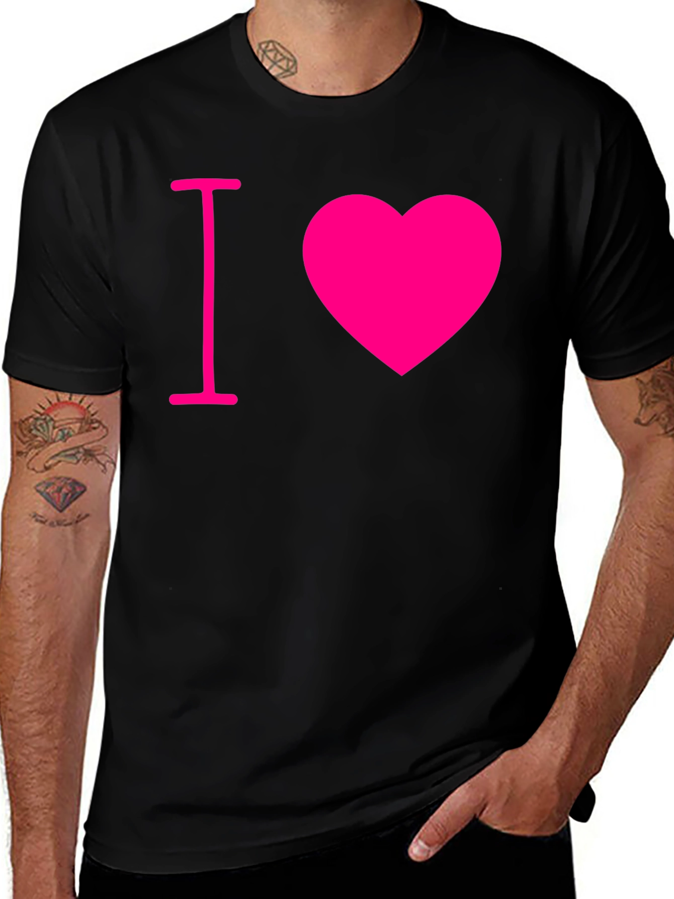 Variant 23 of I Heart Graphic Tee - Black T-Shirt with Pink Design