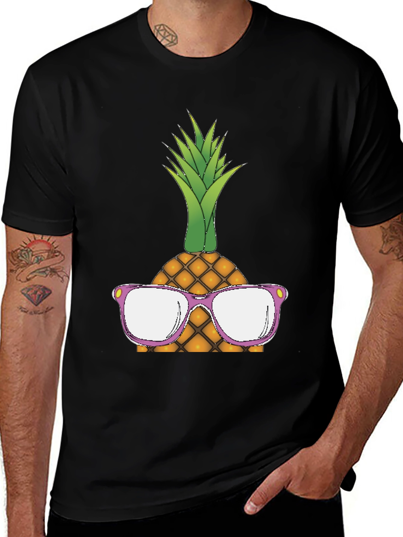 Variant 9 of Pineapple Sunglasses Graphic Black T-Shirt