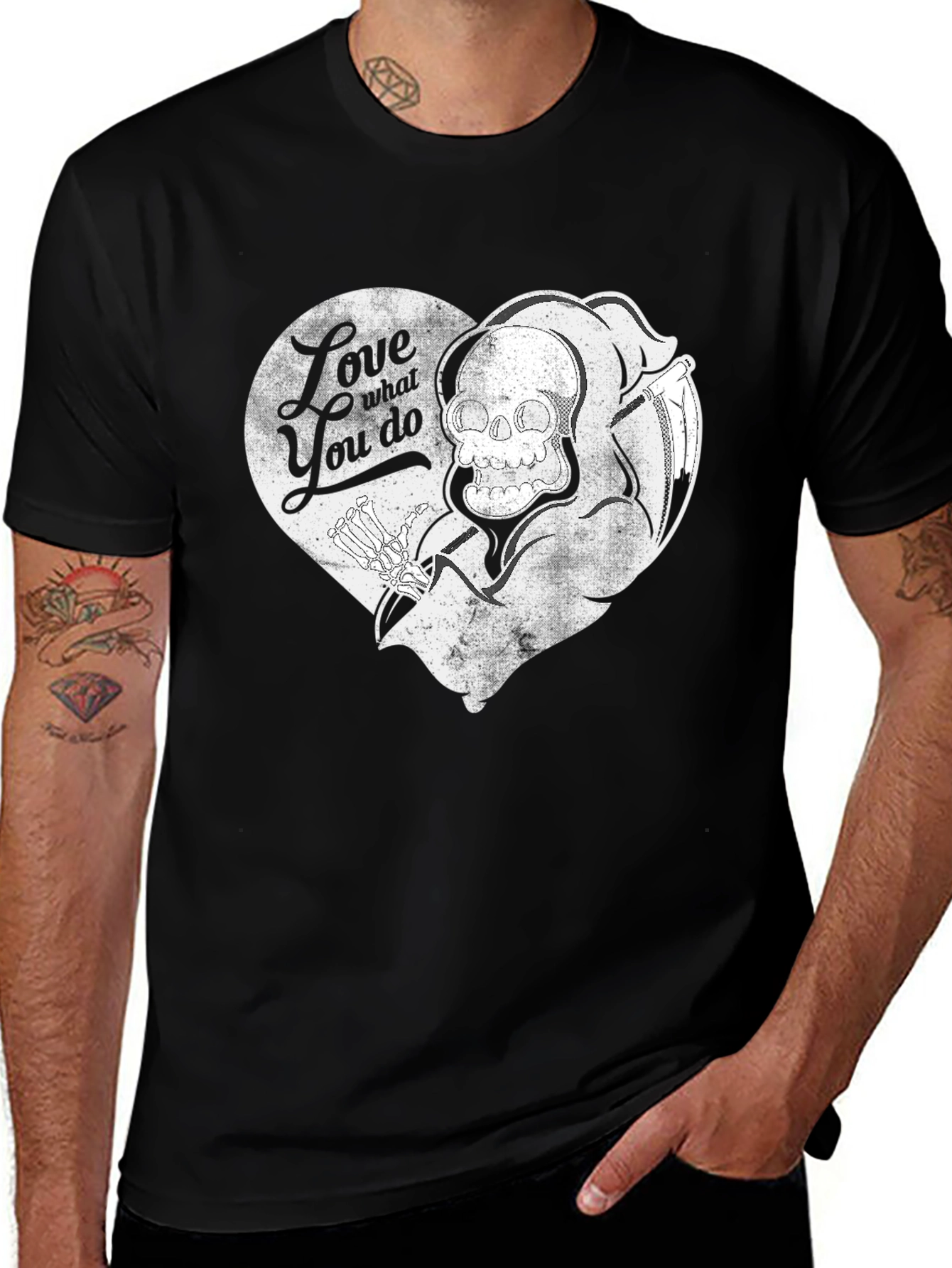 Grim Reaper Heart Graphic T-Shirt - Love What You Do