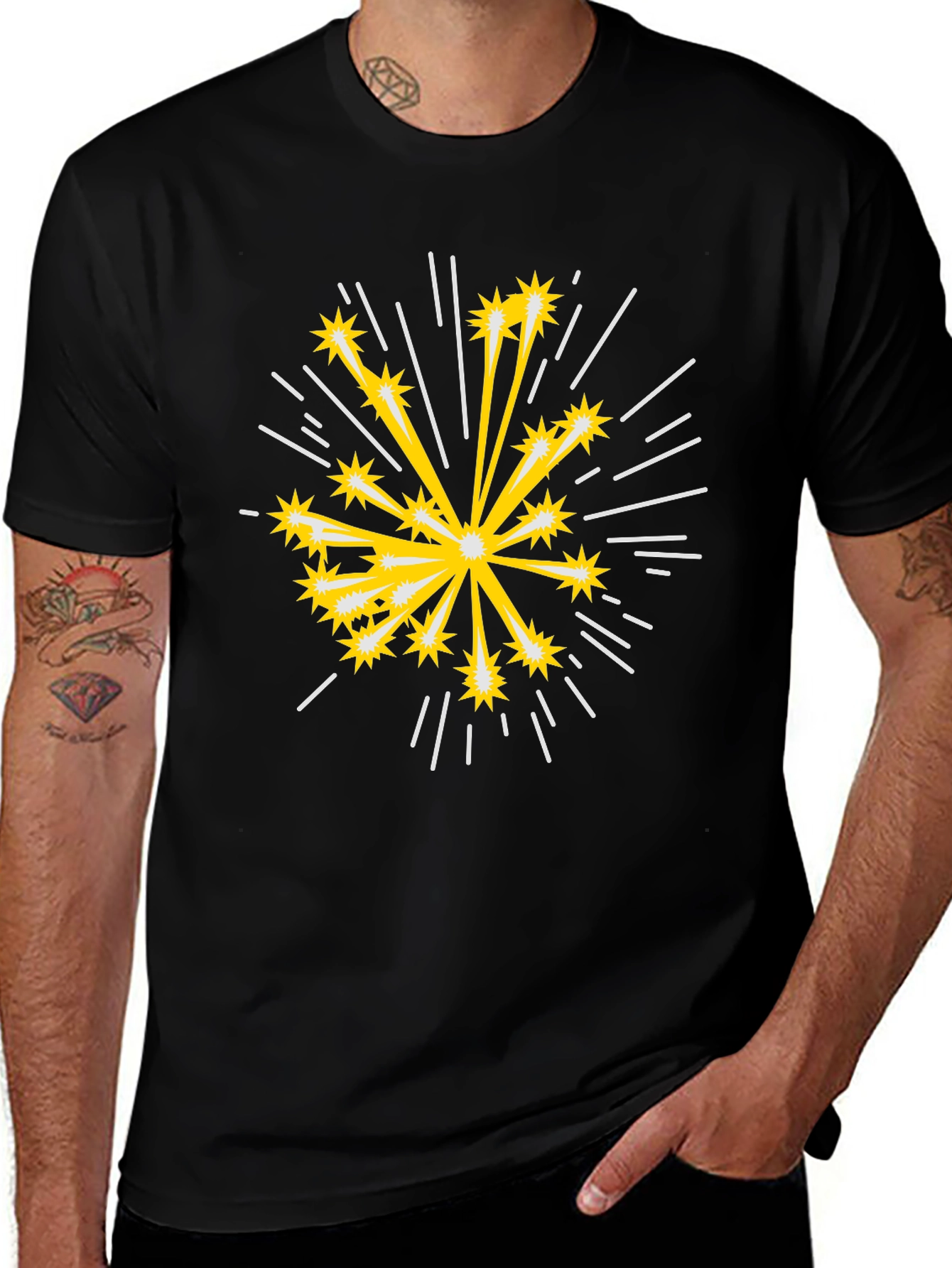 Variant 11 of Starburst Graphic Black Cotton T-Shirt