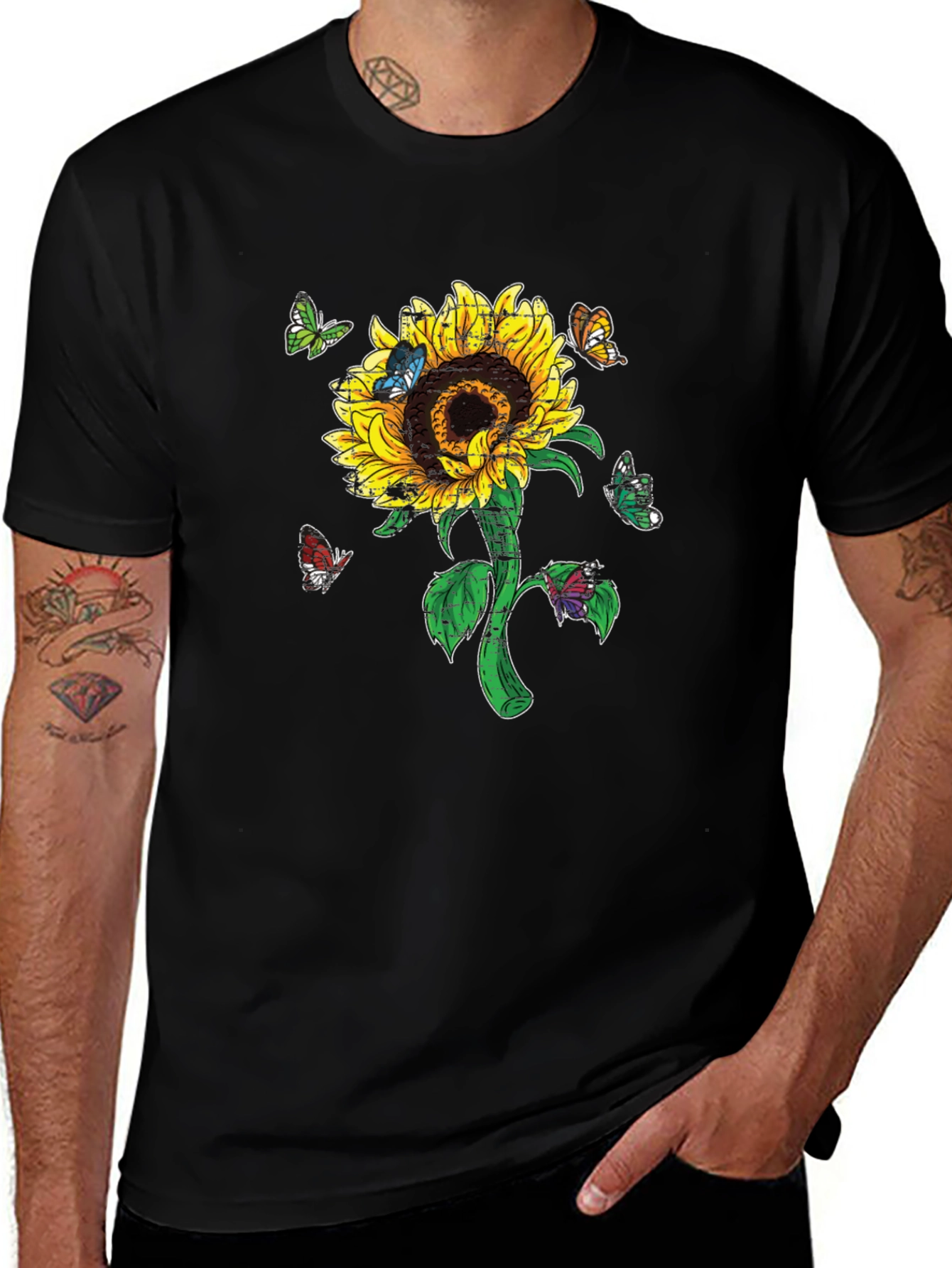 Variant 16 of Sunflower & Butterflies Graphic T-Shirt