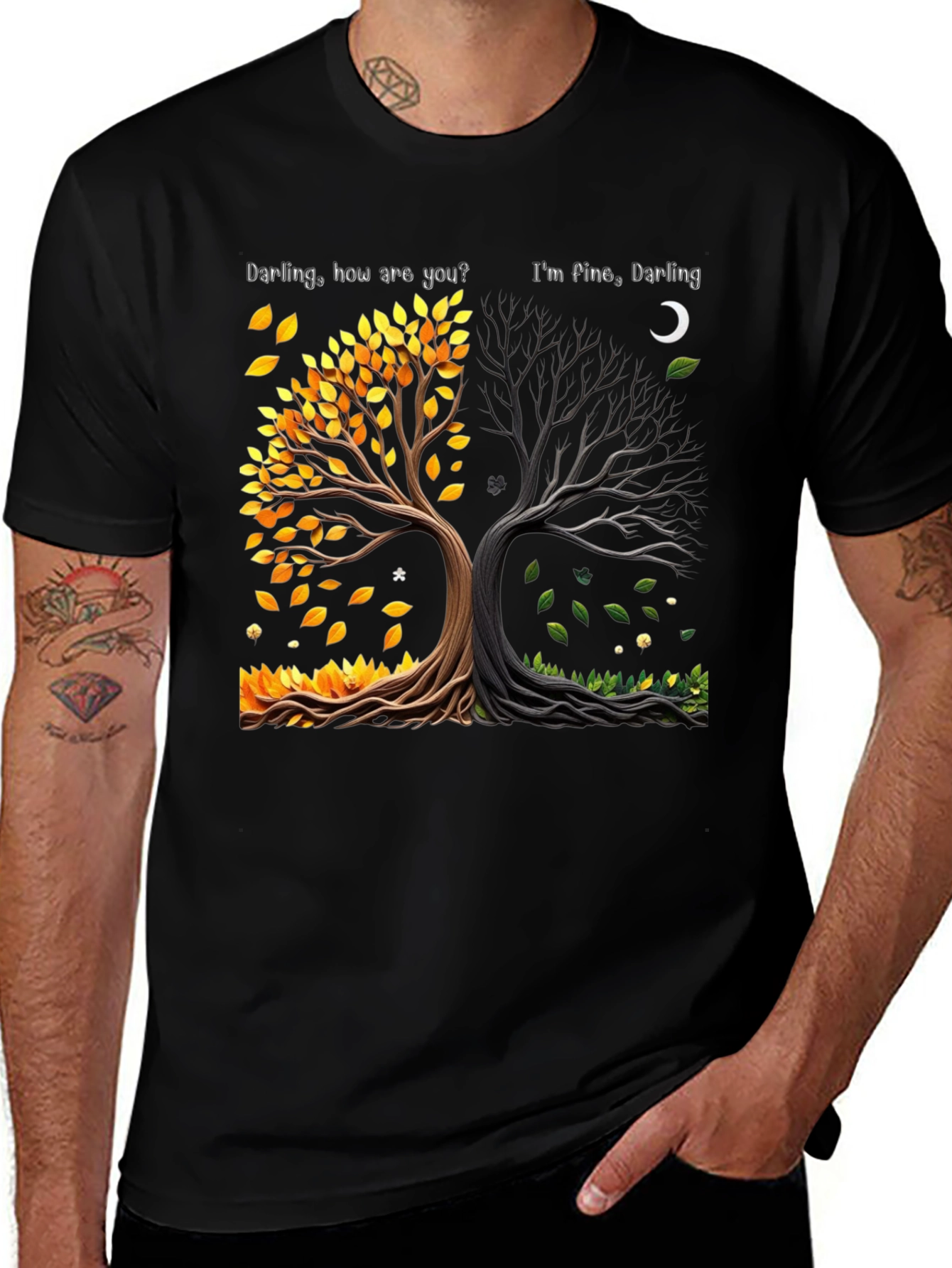 Variant 24 of Darling Tree Graphic Tee - Fine & How Are You? T-Shirt