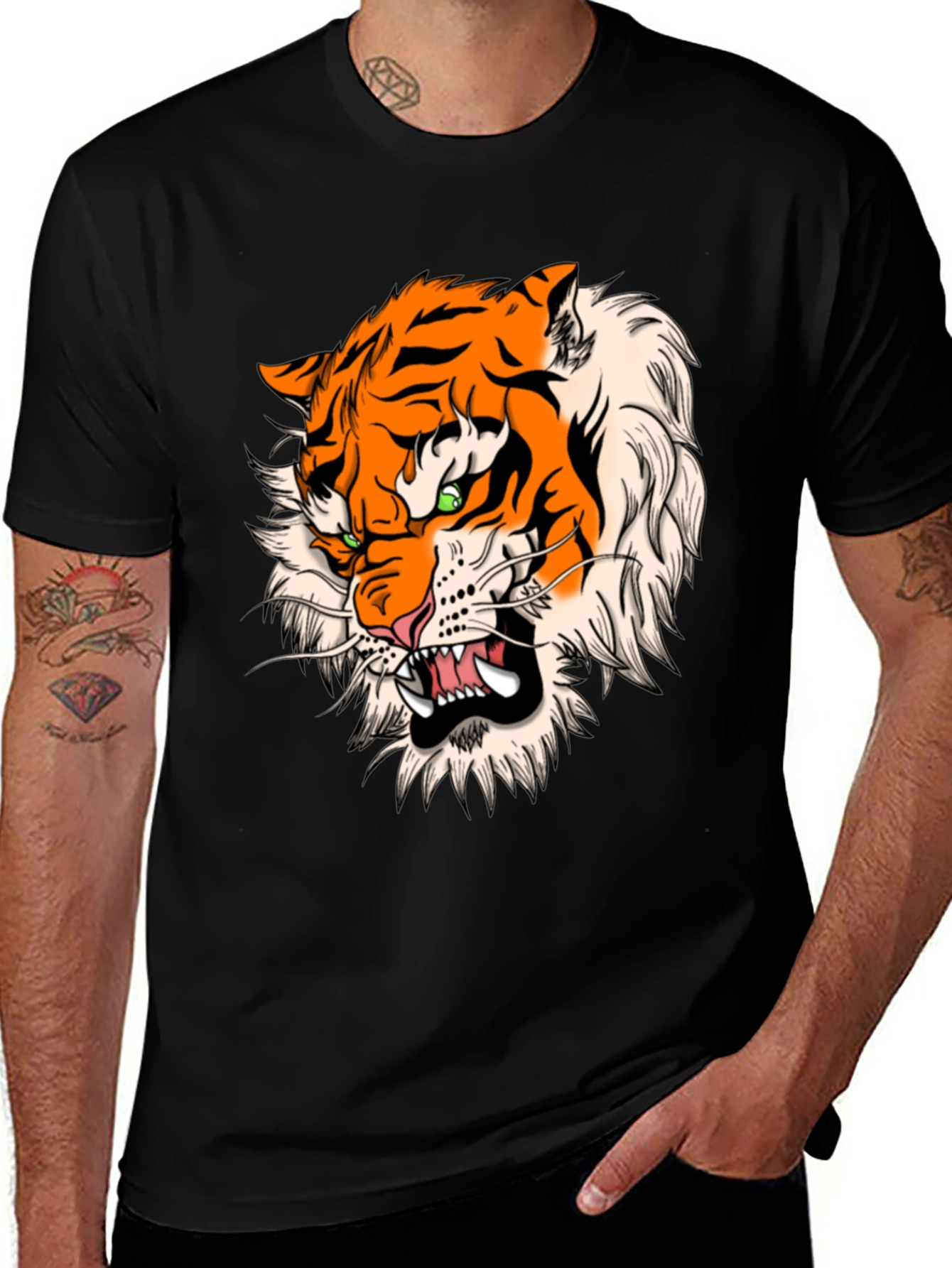 Variant 28 of Tiger Graphic Black T-Shirt