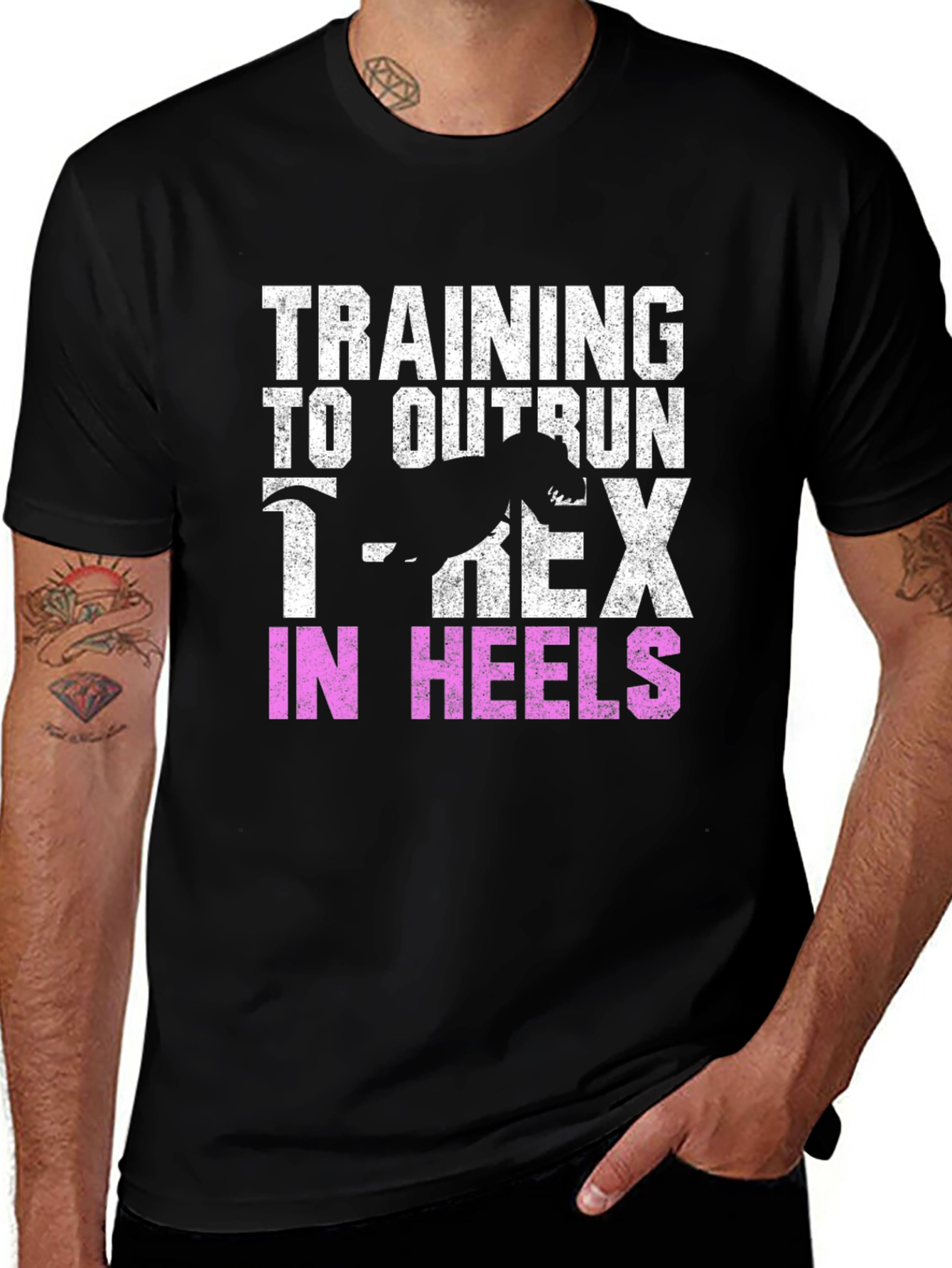 Training to Outrun T-Rex Heels T-Shirt