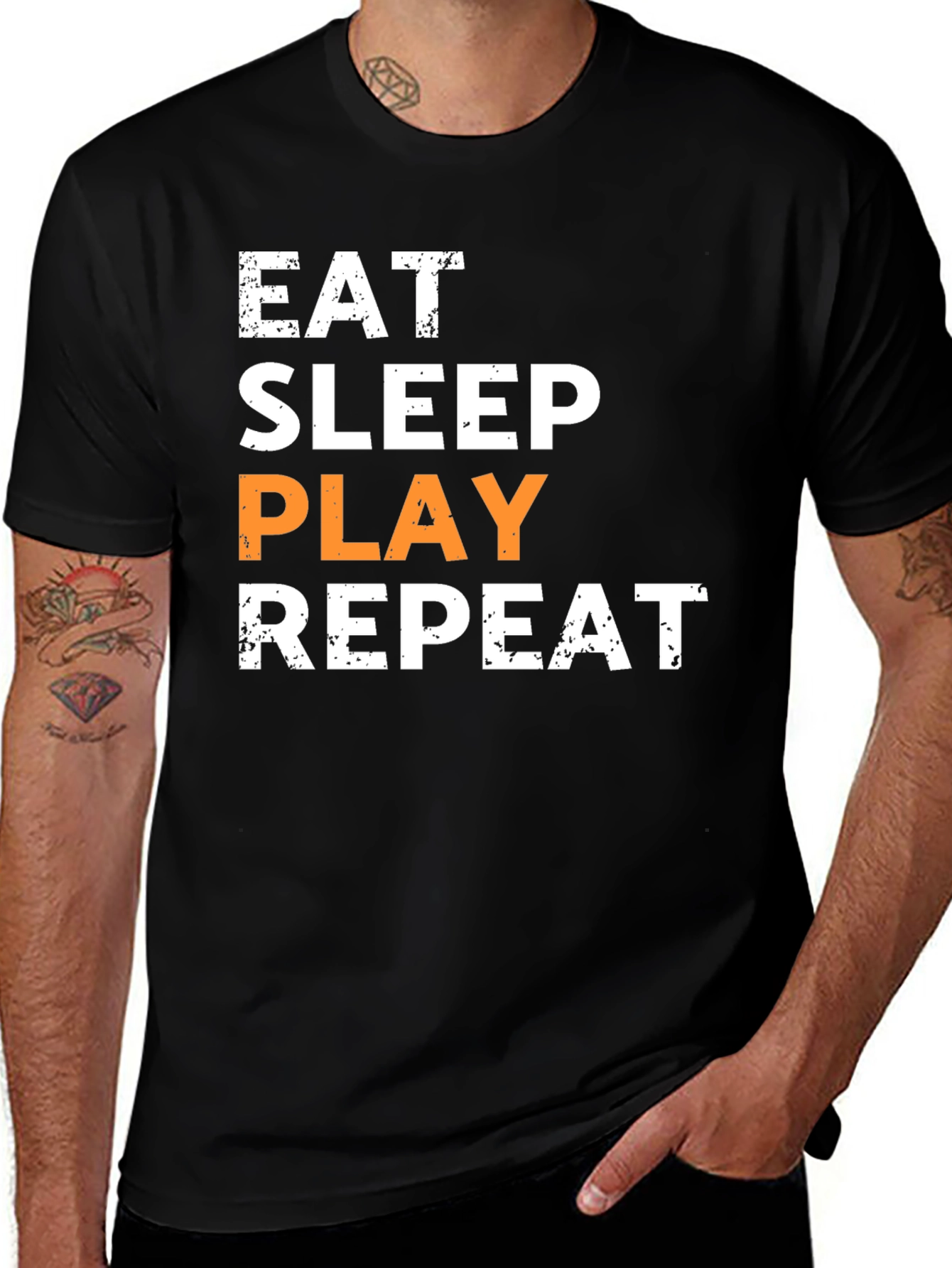 Variant 11 of Eat Sleep Play Repeat Black T-Shirt