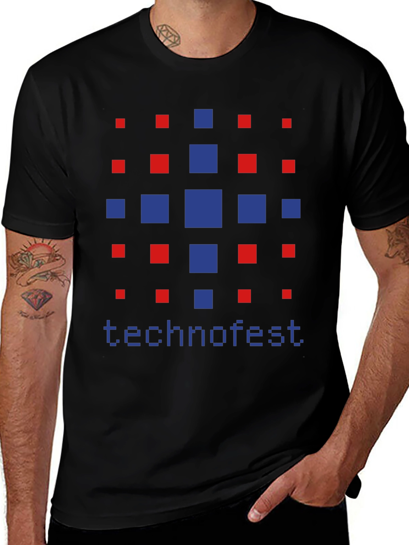 Technofest Graphic Tee - Pixelated Design, Soft Cotton Blend